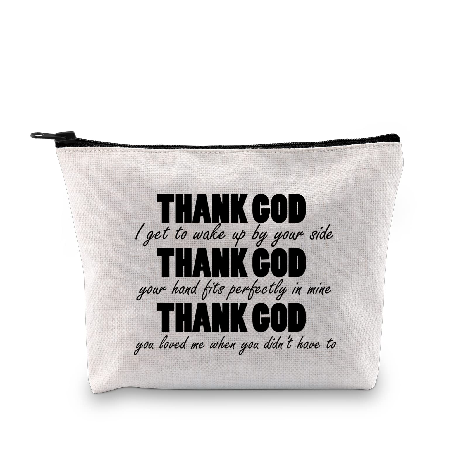 Christian Inspirational Cosmetic Bag for Women - Motivational Religious Toiletry Pouch with Zipper - Perfect for Church, Travel & Daily Use - 'Thank God' Design