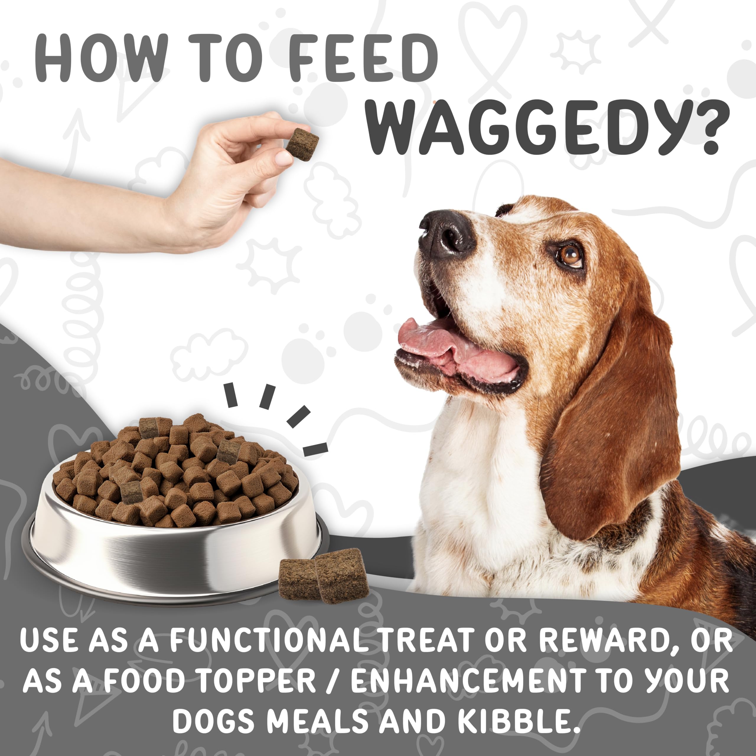 Waggedy Daily Essentials Senior Soft Chews with Glucosamine for Dogs - Digestive Support & Joint Health Supplement - Multivitamin Treats for Overall Wellness - Senior Dog Vitamins (60 Chews) - Perfect for Aging Dogs with Mobility or Digestion Issues