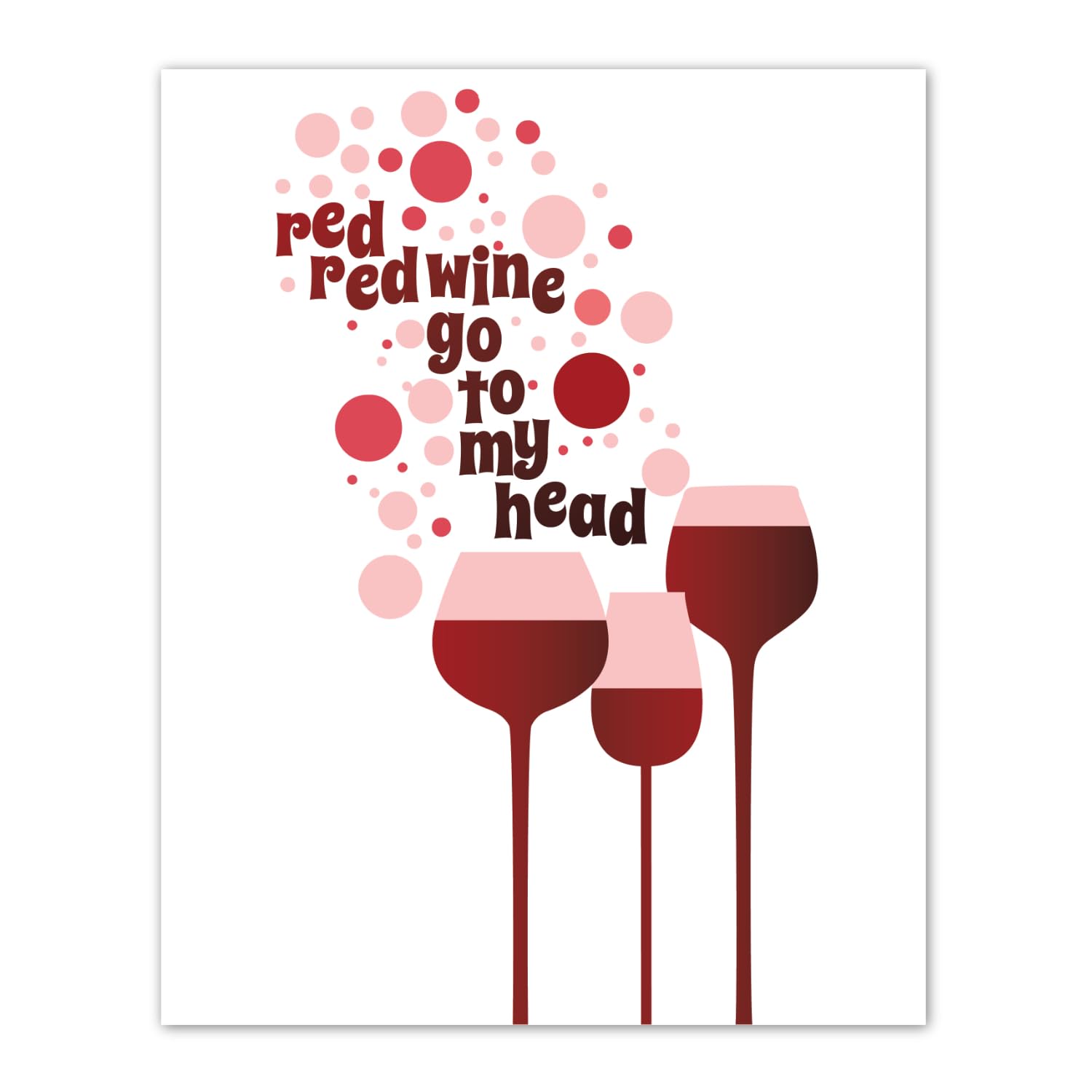 Red Red Wine Song Lyrics Wall Art Print - Modern Home Decor for Living Room, Bedroom & Office