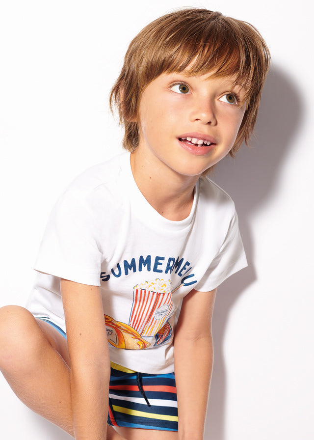 Mayoral Boys Short Sleeve T-Shirt - Soft Cotton White Tee for Kids | Casual Wear, School Outfits & Everyday Play