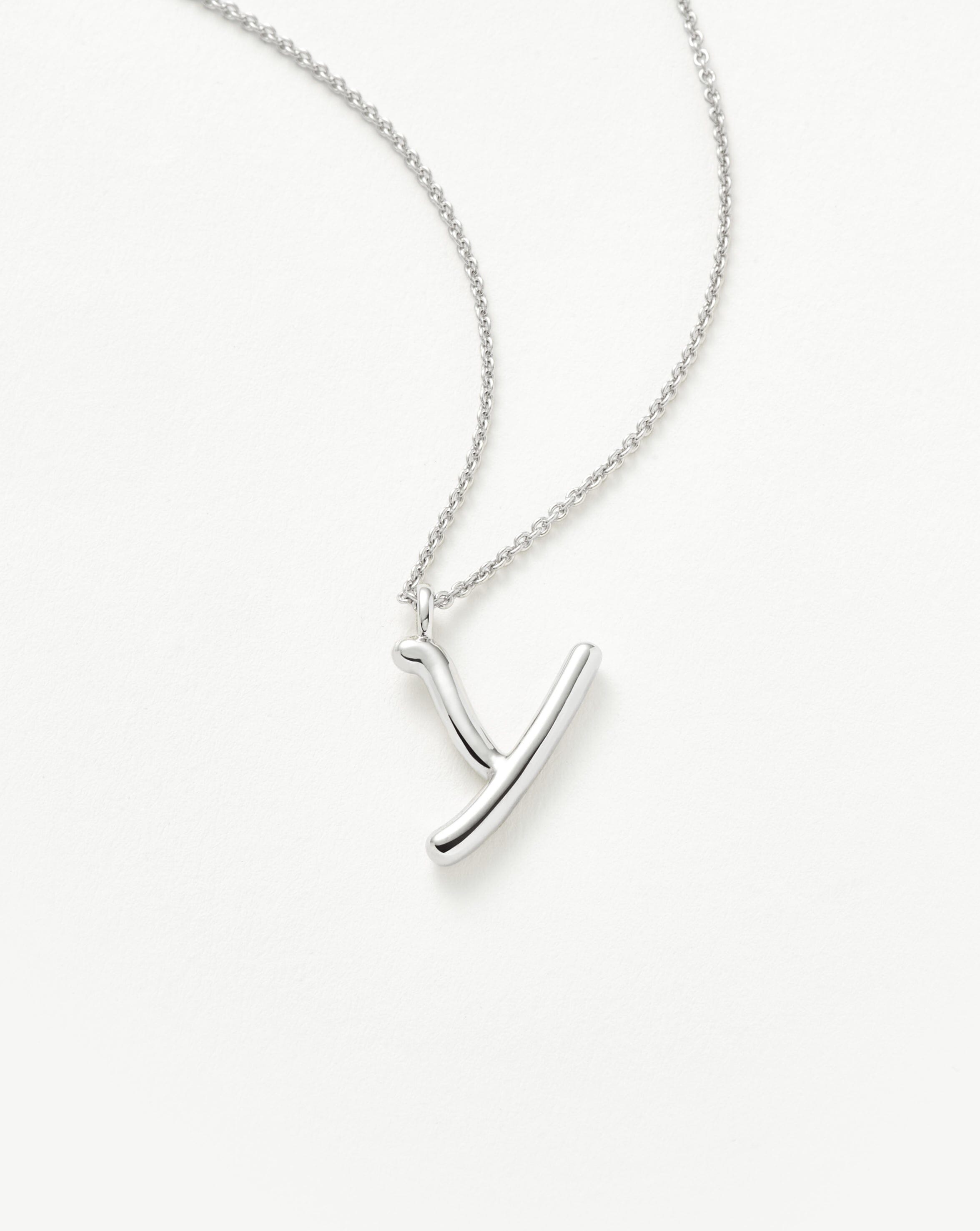 Curly Molten Initial Pendant Necklace - Sterling Silver Personalized Jewelry for Women | Gift for Her, Birthday, Anniversary, Valentine's Day