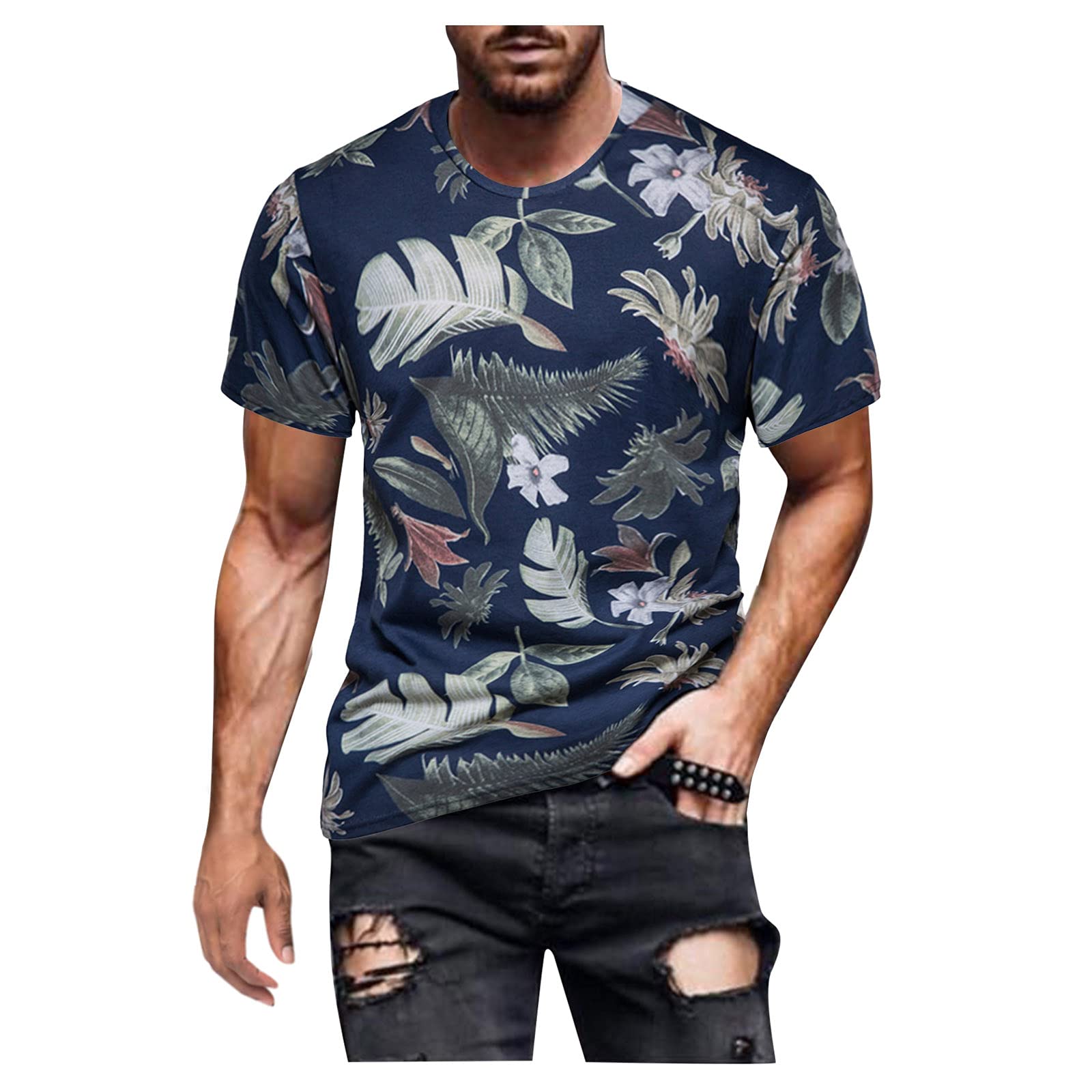 Men's Casual Short Sleeve Printed Retro Shirt - Spring Summer Fashion Vintage Style for Outdoor Activities & Travel