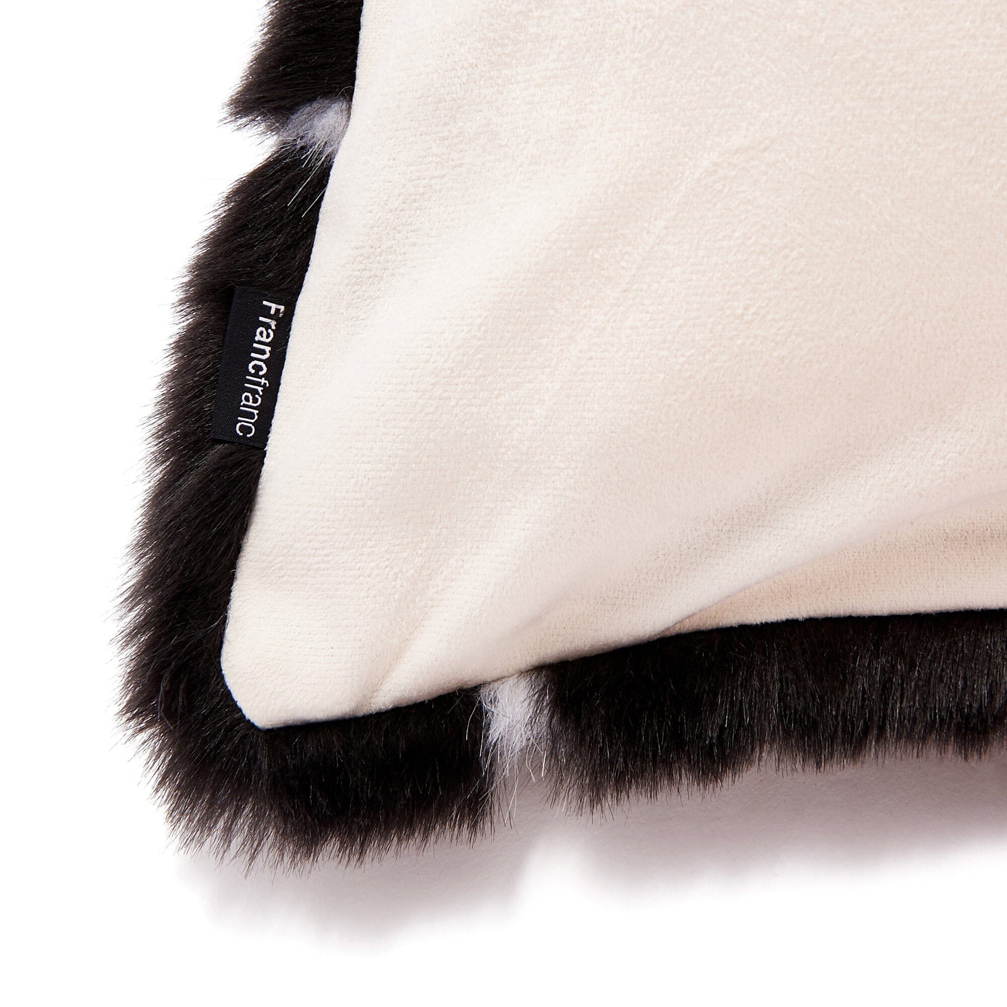 Premium Fur U Cushion Cover 18x18 Inches (450x450mm) - Soft Black & White Decorative Pillow Case for Sofa, Bed, Chair - Cozy Home & Office Decor Accessory