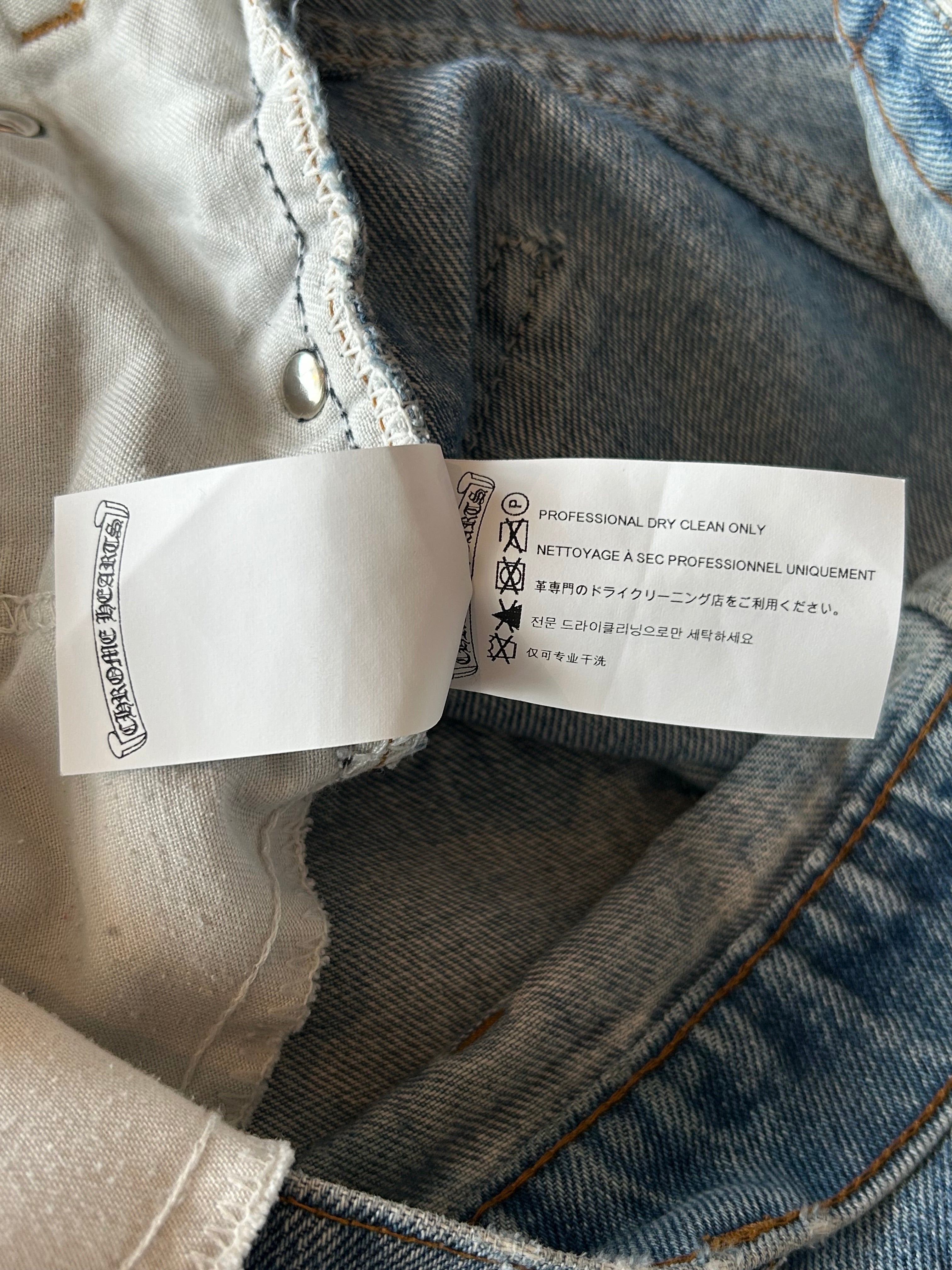 Chrome Hearts x Levi's Blue & Black Cross Patch Denim Jeans for Men - Stylish Vintage Streetwear for Casual Outfits & Night Out Looks