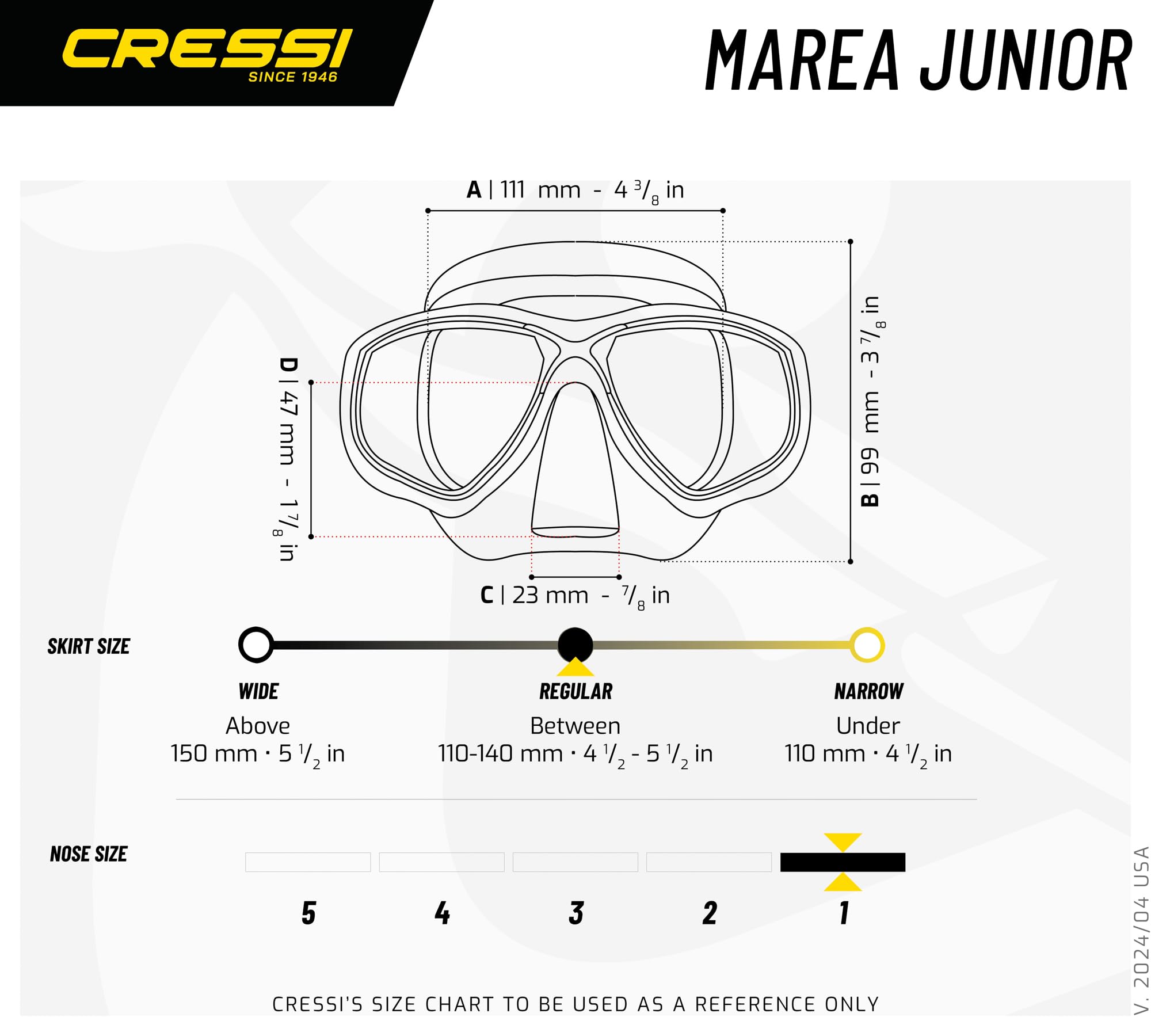 Cressi Kids Snorkel Mask & Dry Snorkel Set - Marea Jr for Swimming & Snorkeling