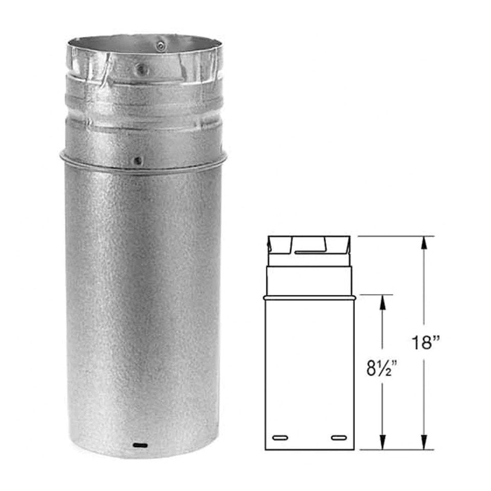 Duravent 3 x 18 Adjustable Straight Length Chimney Pipe - 3PVP 18A for Wood Stove, Fireplace, and Heating System Venting | Heavy-Duty Stainless Steel Chimney Pipe for Home and Commercial Use