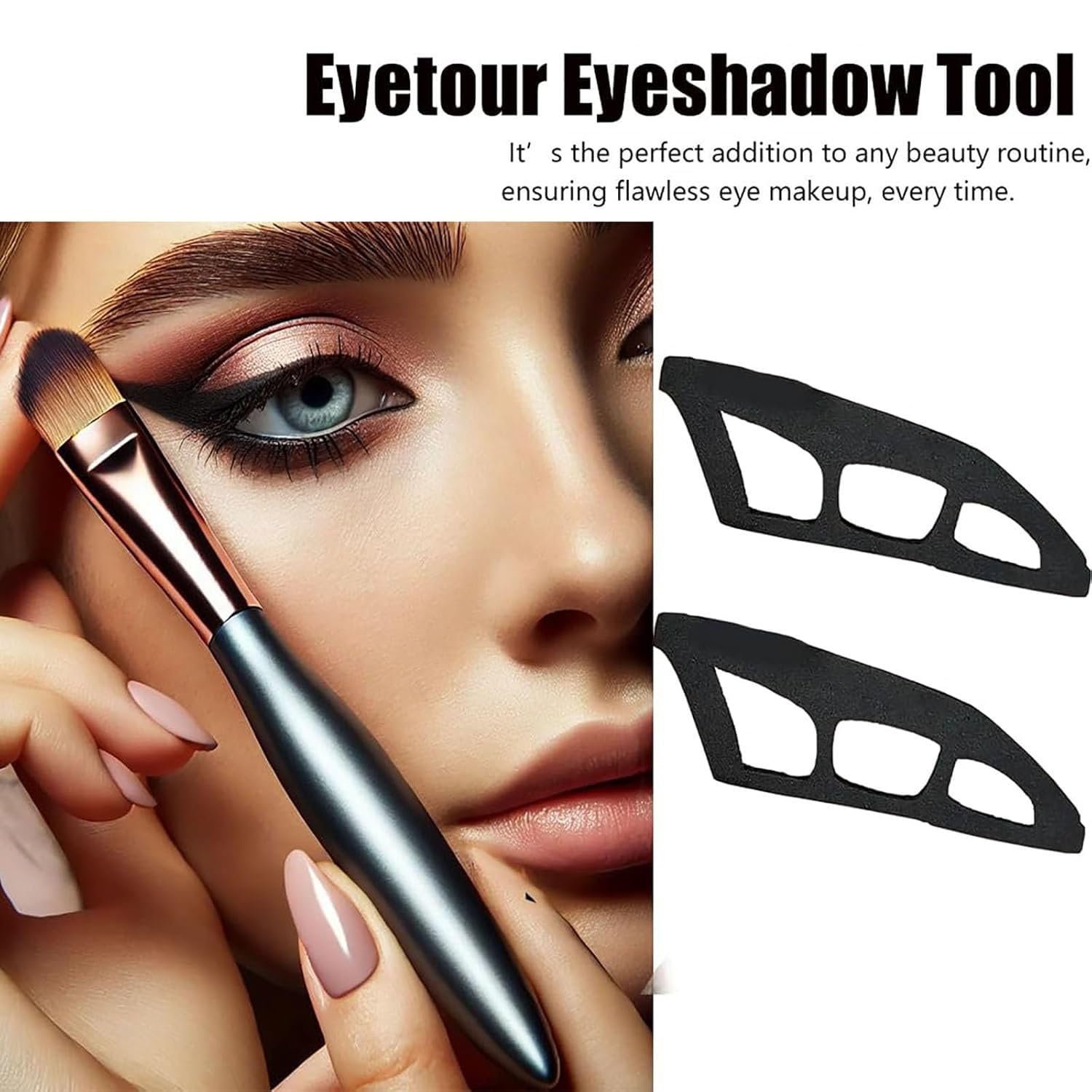 Professional Eyetour Eyeshadow Stencil Kit - Quick & Easy Eye Makeup Tool for Women & Beginners (2Pcs + Brush) | Perfect for Daily Makeup, Party Looks & Special Occasions