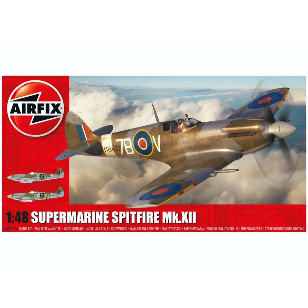 Airfix A05117A 1/48 Scale Supermarine Spitfire Mk.XII Model Kit - WWII Fighter Aircraft for Collectors & Hobbyists - Perfect for Display, Gifts & Historical Dioramas