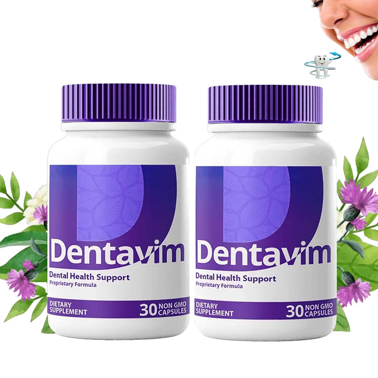 **Dentavim Dental Health Supplement Capsules - All Natural Teeth & Gum Care Formula for Oral Protection & Fresh Breath (2 Bottles) | Supports Strong Teeth, Healthy Gums & Fresh Breath for Daily Oral Care**