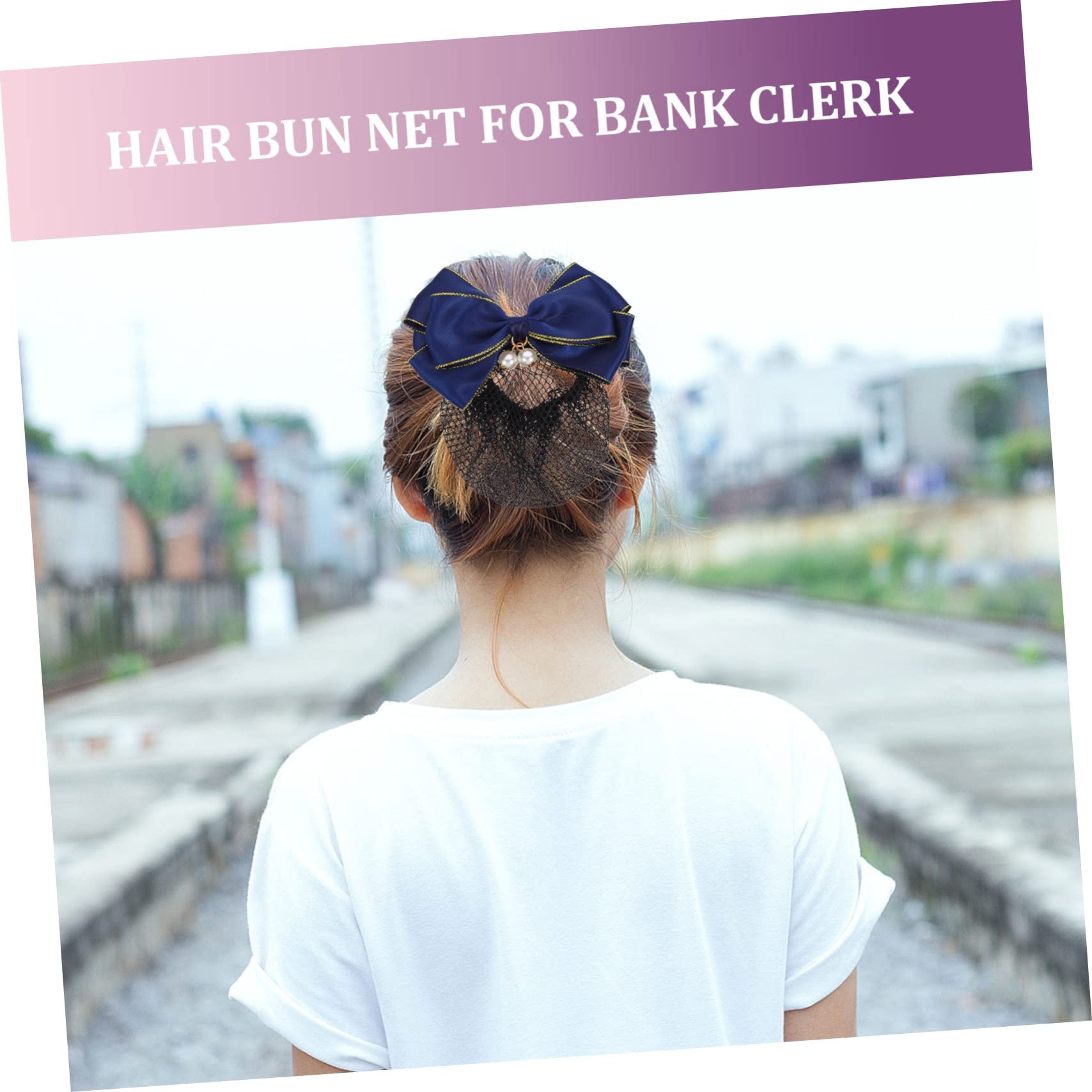 LALAFINA 5-Piece Hair Bun Net Set with Bow - Hairpins for Women, Stewardess, Ballet Dancers - Perfect for Professional Hairstyles, Ballet Performances & Formal Events