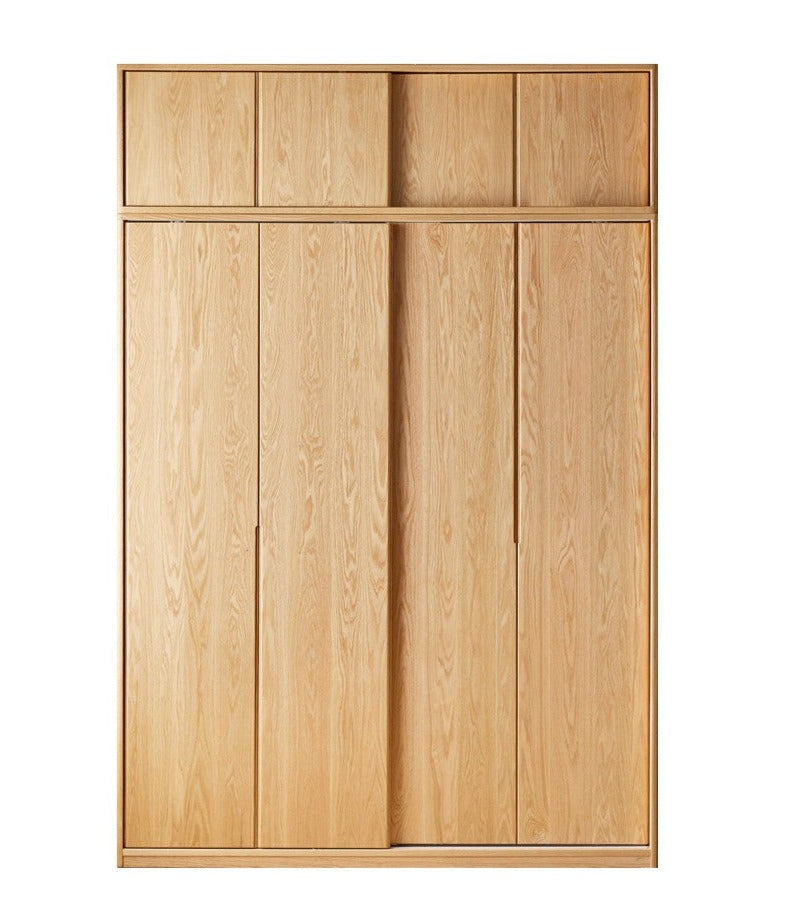 Solid Oak Wood Sliding Door Wardrobe - Durable & Stylish Closet Storage for Bedroom, Living Room, and Office Organization