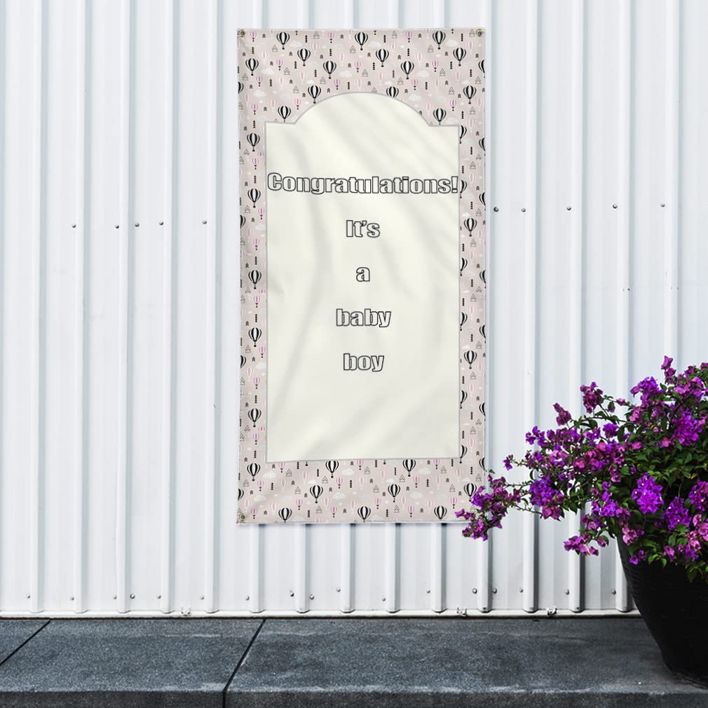 Custom Vertical Vinyl Banner - Baby Shower & Birth Announcement Sign (It's A Baby Girl Theme) - Weatherproof Outdoor Yard Banner with 10 Grommets - Multiple Sizes Available (144x60 Inches) - Perfect for Birthday Parties, Gender Reveals & Backyard Decorations