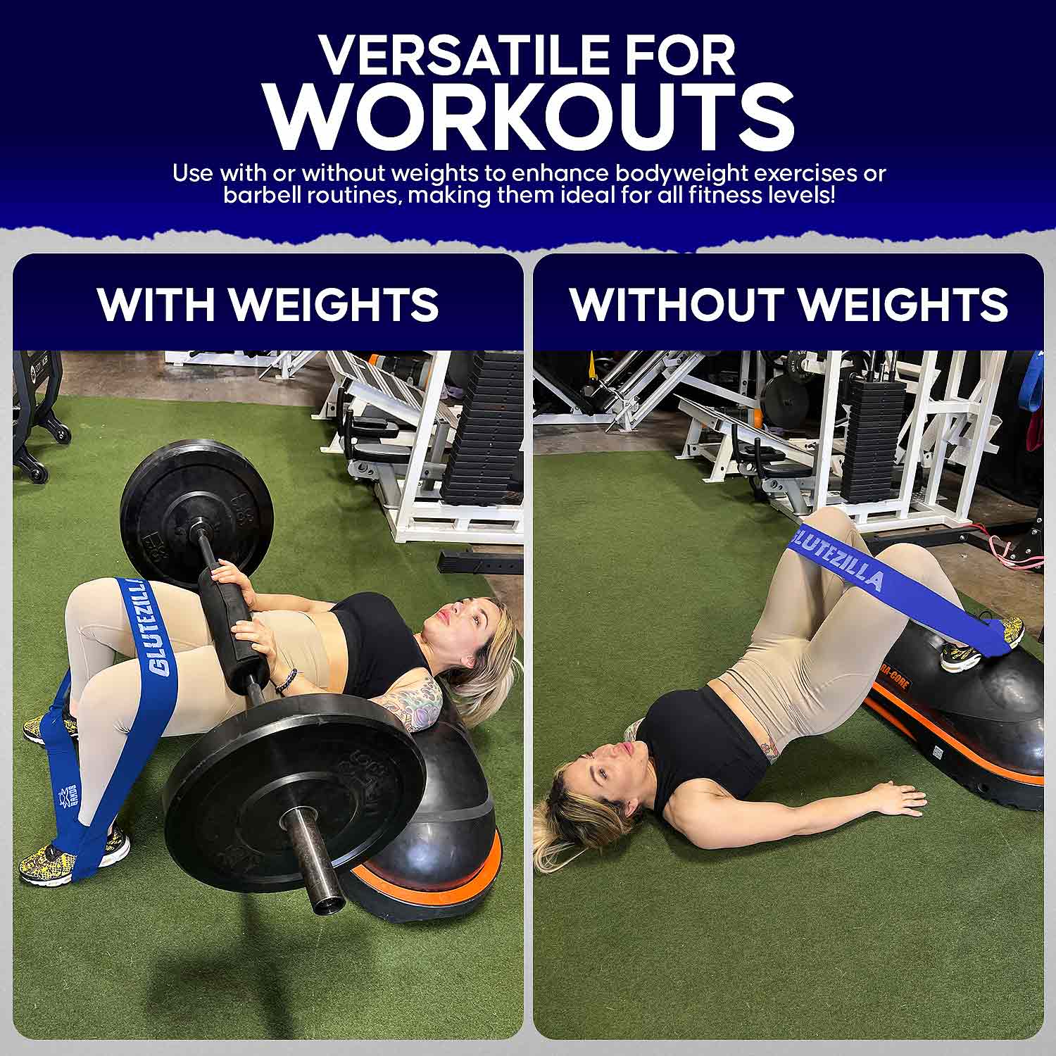 GLUTEZILLA Patented Hip Thrust Resistance Band for Glute Workout - Strengthen & Tone Buttocks at Home or Gym | Perfect for Squats, Leg Lifts & Booty Building Exercises