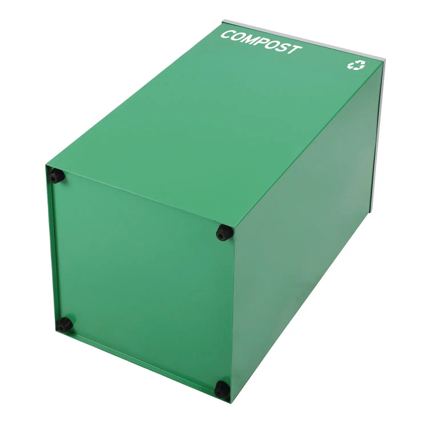 Alpine Industries 29 Gallon Steel Trash & Recycling Cans Set - Blue Mixed Recycling Bin with Lid, Green Compost & Black Trash Cans with Square Lids - Perfect for Kitchen, Office & Outdoor Waste Management