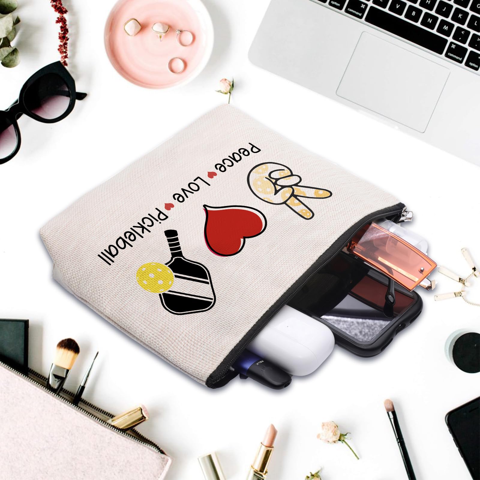 **Personalized Ball Player Makeup Bag - Stylish Zipper Pouch for Women, Perfect Gift for Ball Lovers & Sports Enthusiasts - Great for Gym, Travel & Everyday Use**