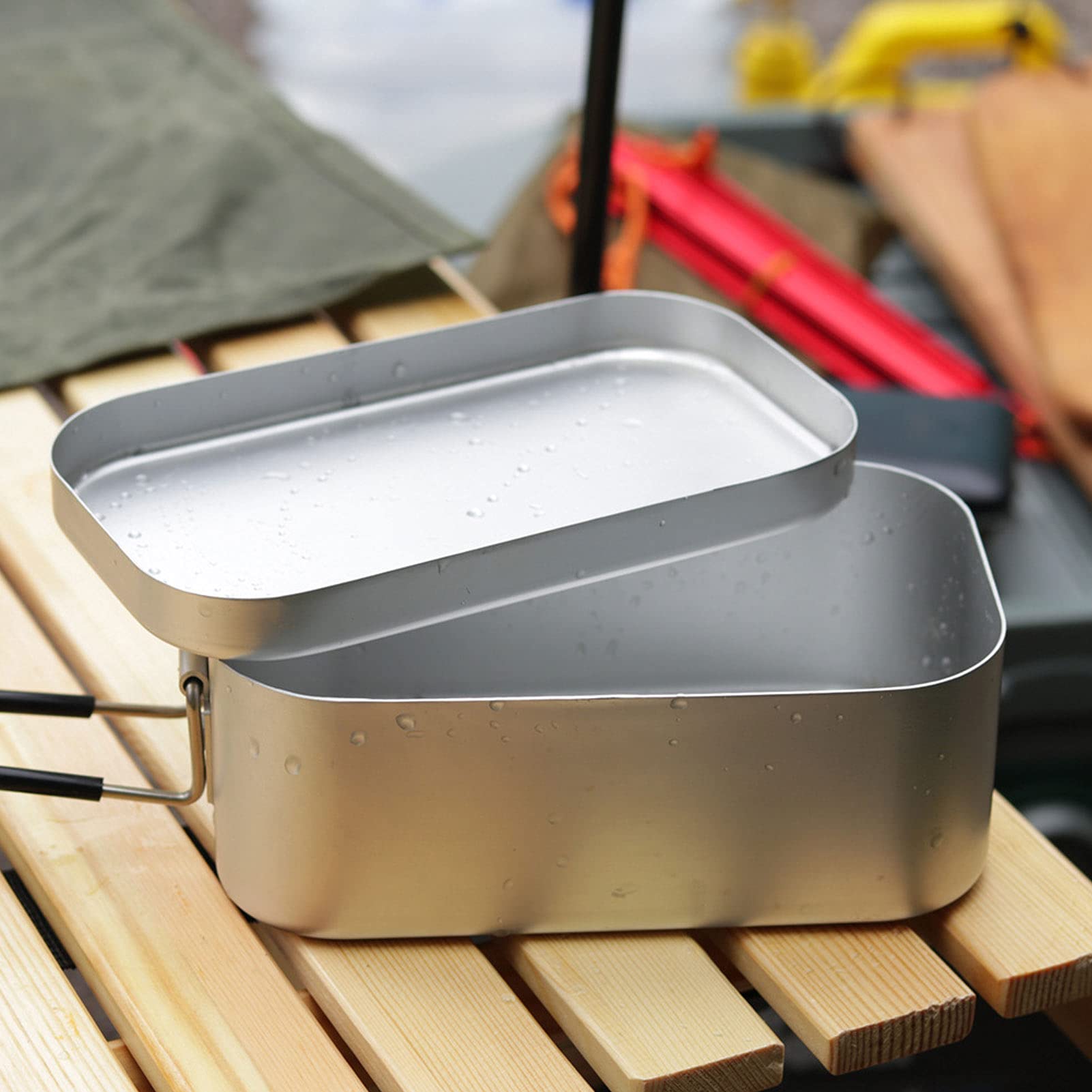 800ml Insulated Aluminum Bento Lunch Box with Lid - Leakproof & Portable for Office, School, Camping | Perfect for Meal Prep, Picnics & Outdoor Activities