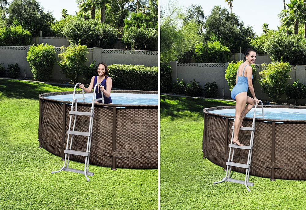 Bestway BW58330 42 Inch Above Ground Pool Ladder - Heavy Duty Safety Steps for Inground & Outdoor Pools - Perfect for Backyard, Family Swim Time & Summer Fun