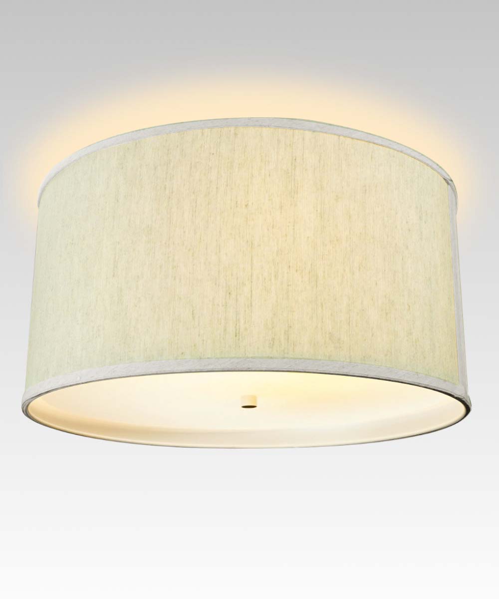 14W Modern Flush Mount Conversion Kit with Textured Oatmeal Hardback Drum Lampshade - Perfect for Bedroom, Living Room & Office Lighting
