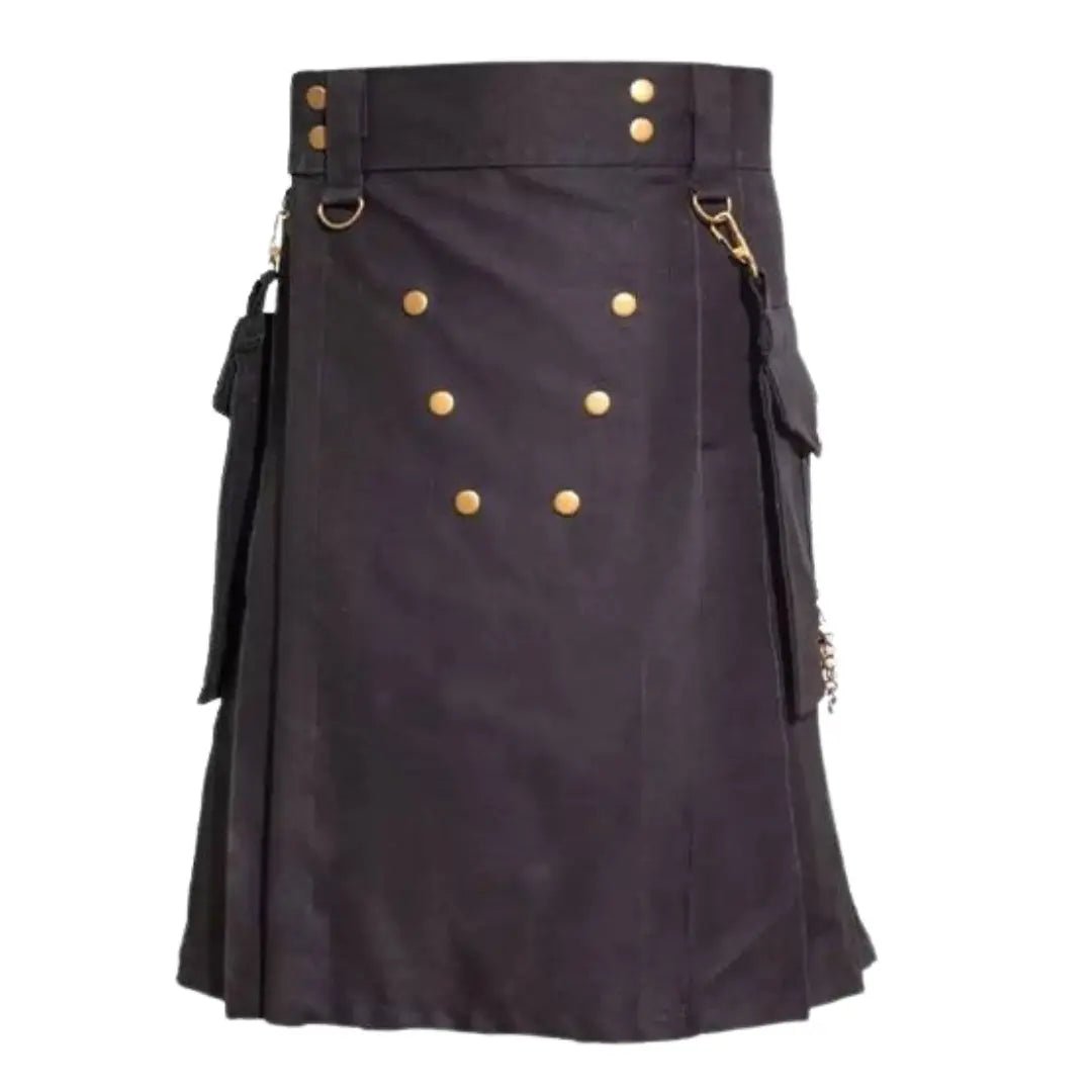 Premium Black Utility Kilt for Men - Durable Tactical Kilt with Pockets | Perfect for Outdoor Activities, Ren Faires & Casual Wear