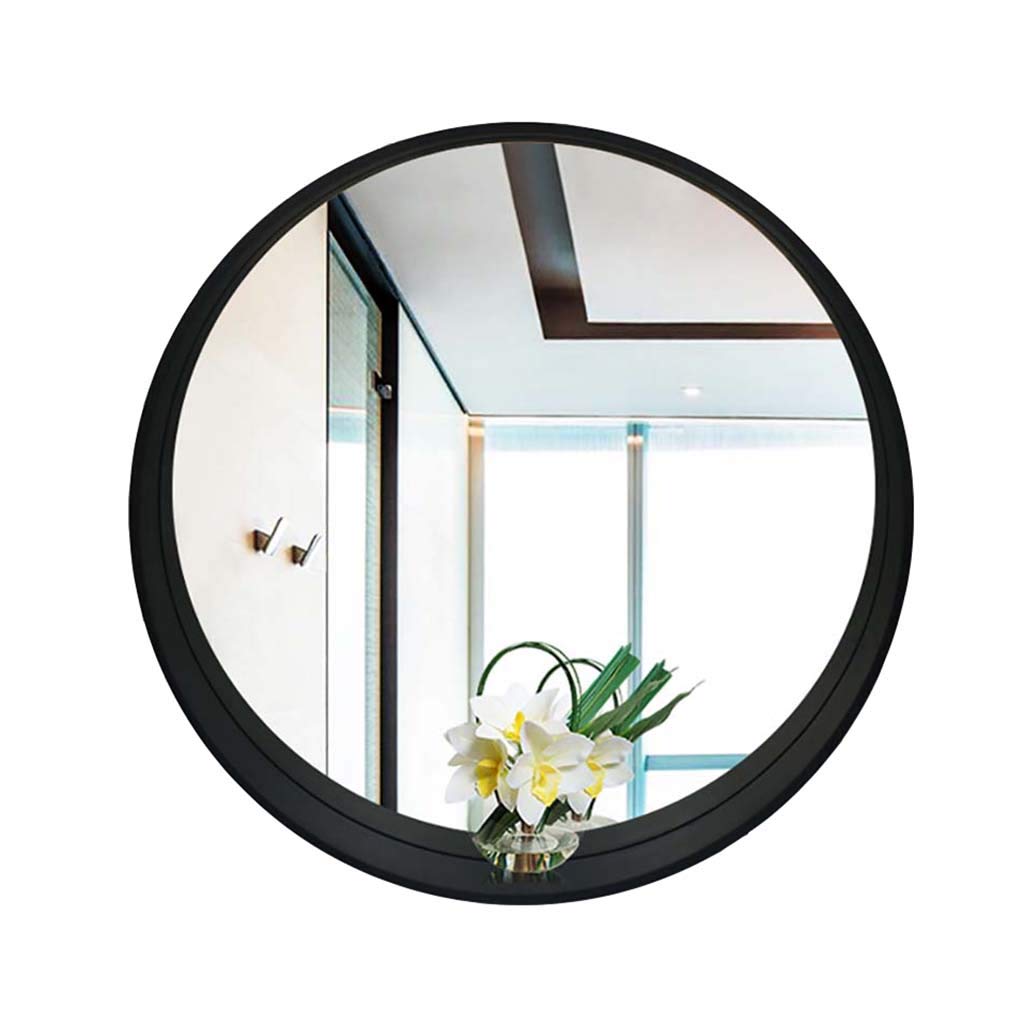 Round Vanity Mirror with Solid Wood Frame - 70cm Wall Mirror for Bathroom & Bedroom Storage (3 Colors) - Perfect for Makeup, Grooming & Home Decor
