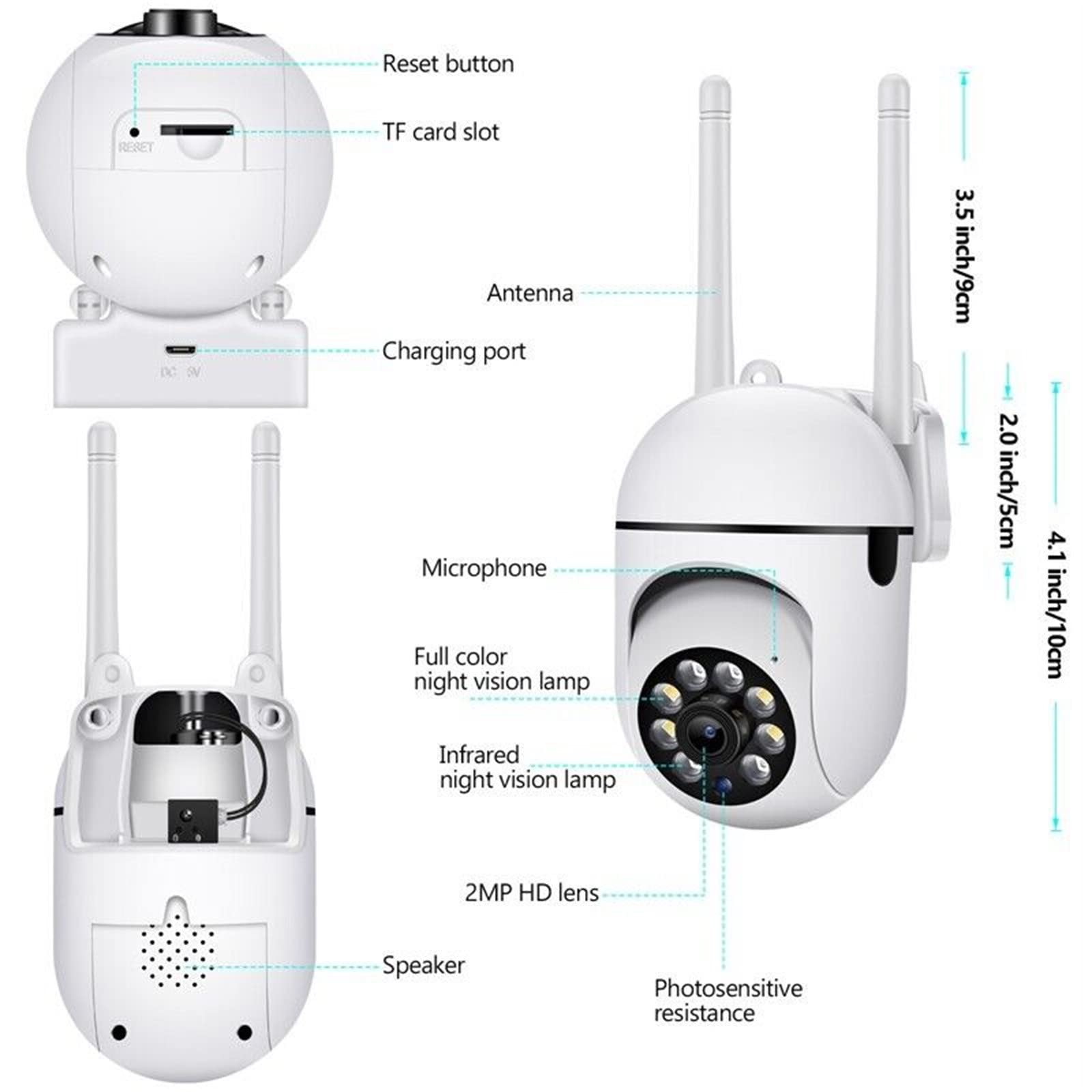 2.4GHz & 5GHz WiFi Security Camera - 1080P HD Dome Surveillance Camera with 360° View, Night Vision, Motion Detection & 2-Way Audio - Waterproof Outdoor/Indoor Home Security Camera (1 Pack) - Perfect for Baby Monitoring, Pet Watching & Property Protection (7x4x2.7 inches)