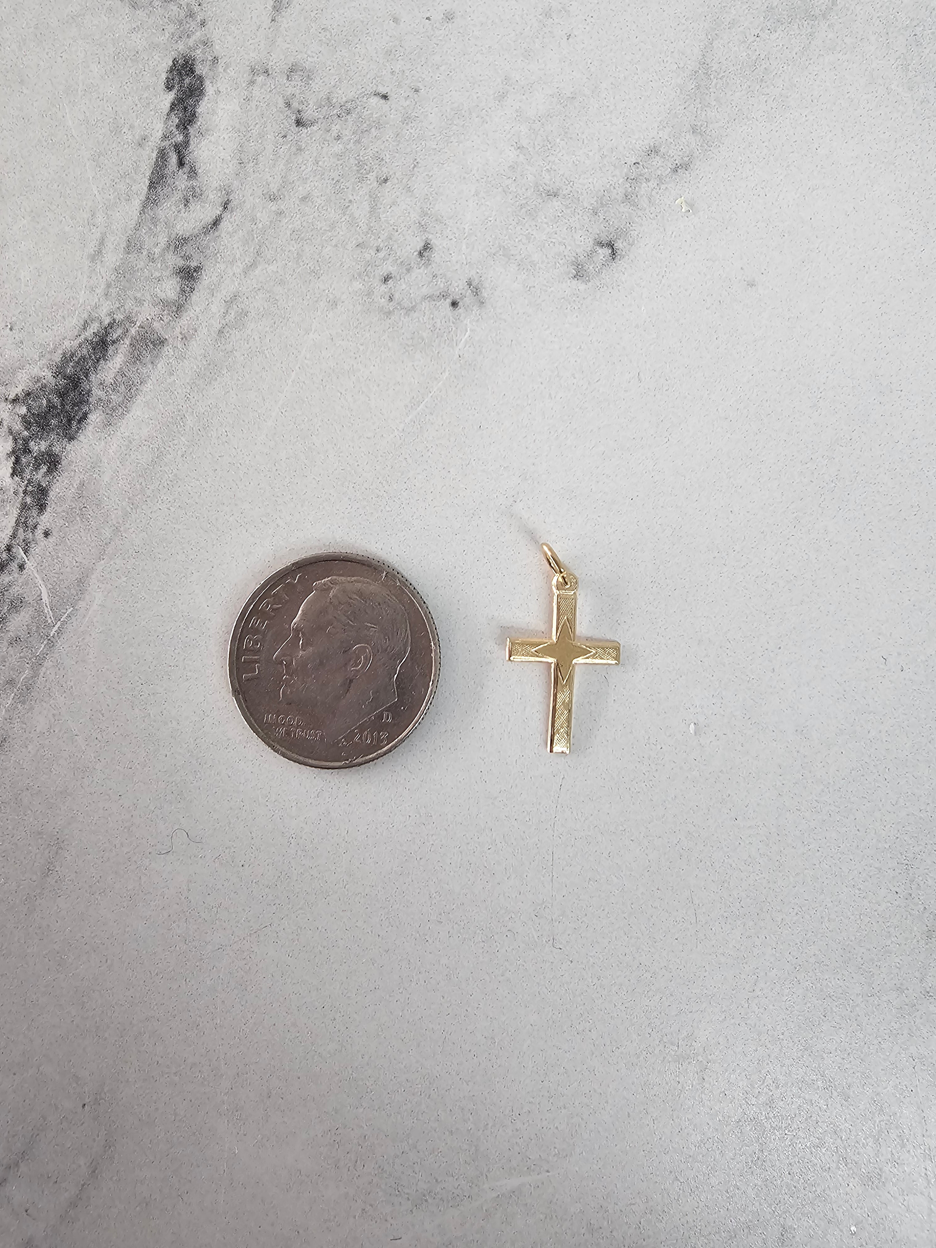 14k Yellow Gold Dainty Cross Necklace with Star Design - Elegant Layering Piece for Everyday Wear & Special Occasions