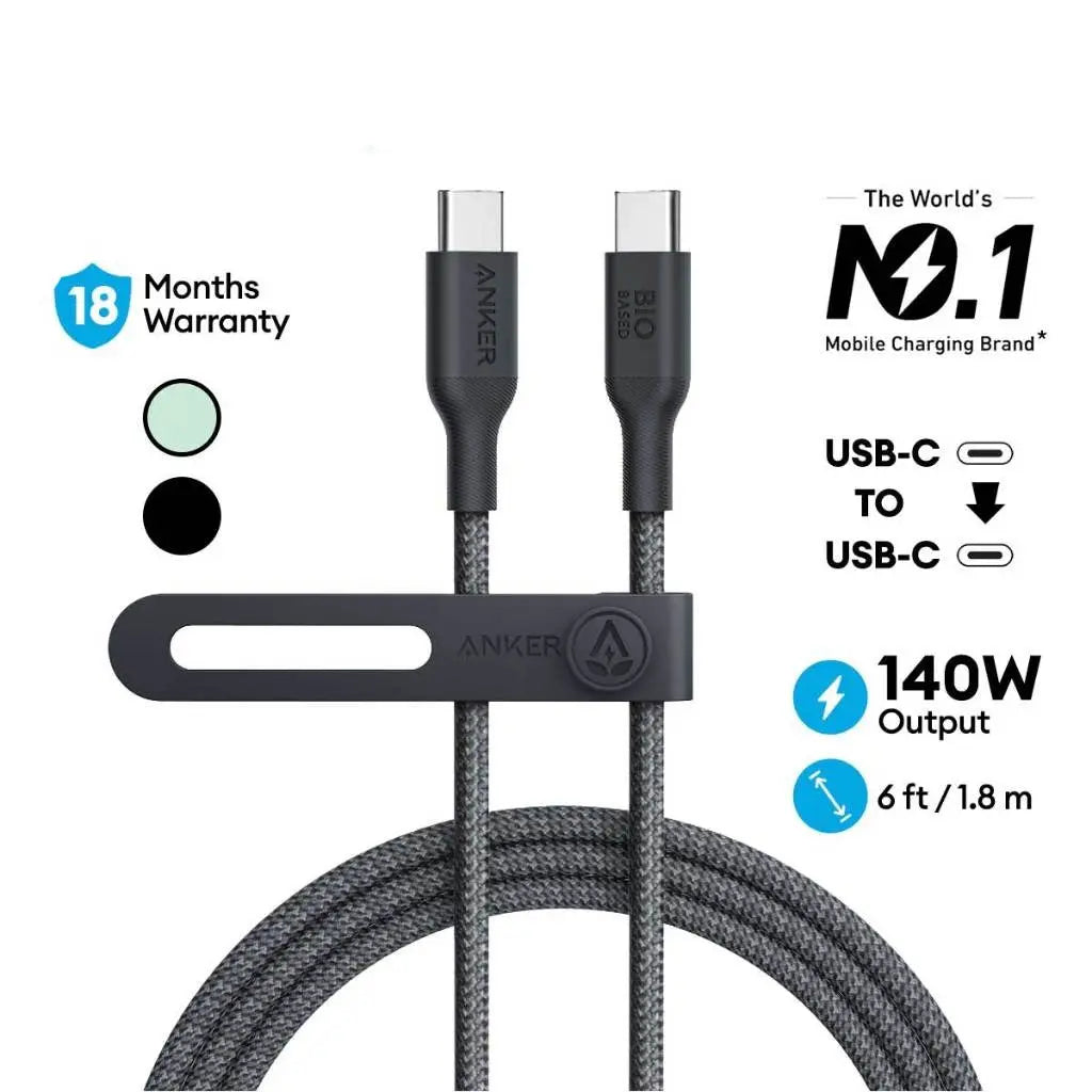 Anker 544 PowerLine USB C to USB C Fast Charging Cable 140W 6ft (2-Pack) - High Speed Charger for MacBook Pro, iPad Pro, Galaxy S23 & More - Perfect for Home, Office & Travel Charging