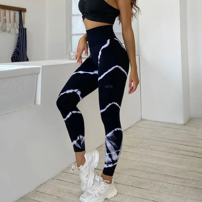 Seamless Tie Dye Leggings for Women - High Waist Yoga Pants with Push Up Effect, Sexy Workout Leggings for Gym, Running & Fitness | Perfect for Yoga, Pilates & Lounge Wear