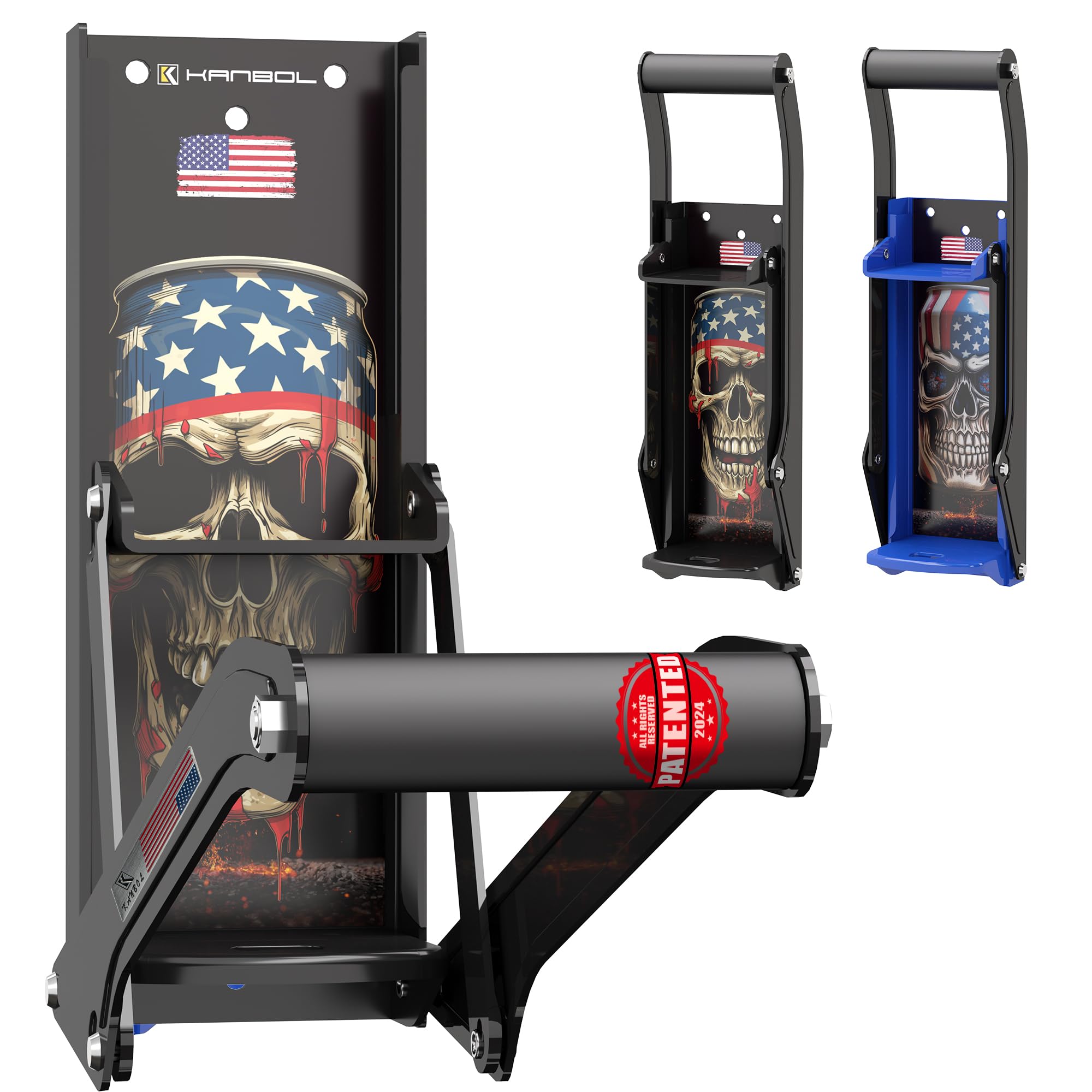 Wall Mounted Metal Can Crusher for Soda & Beer Cans - Eco-Friendly Recycling Tool with Squirrel Art Stickers & Lubricant - Perfect for Home, Garage & RV Use - Save Space & Recycle Easily
