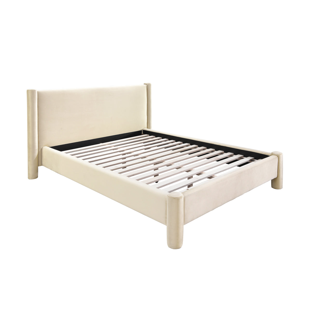 Estelle Velvet Queen Size Bed Frame - Luxurious Desert Velvet Upholstered Platform Bed with Wooden Slats | Perfect for Master Bedroom, Guest Room & Modern Home Decor