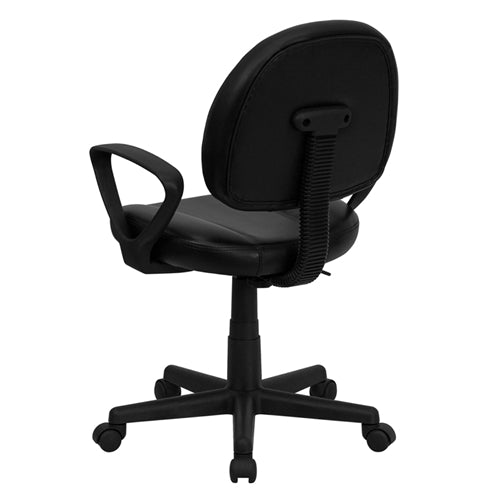 Ergonomic Mid Back Black Leather Swivel Office Chair with Adjustable Back Depth & Arms - Comfortable Task Chair for Home Office, Gaming & Workspaces