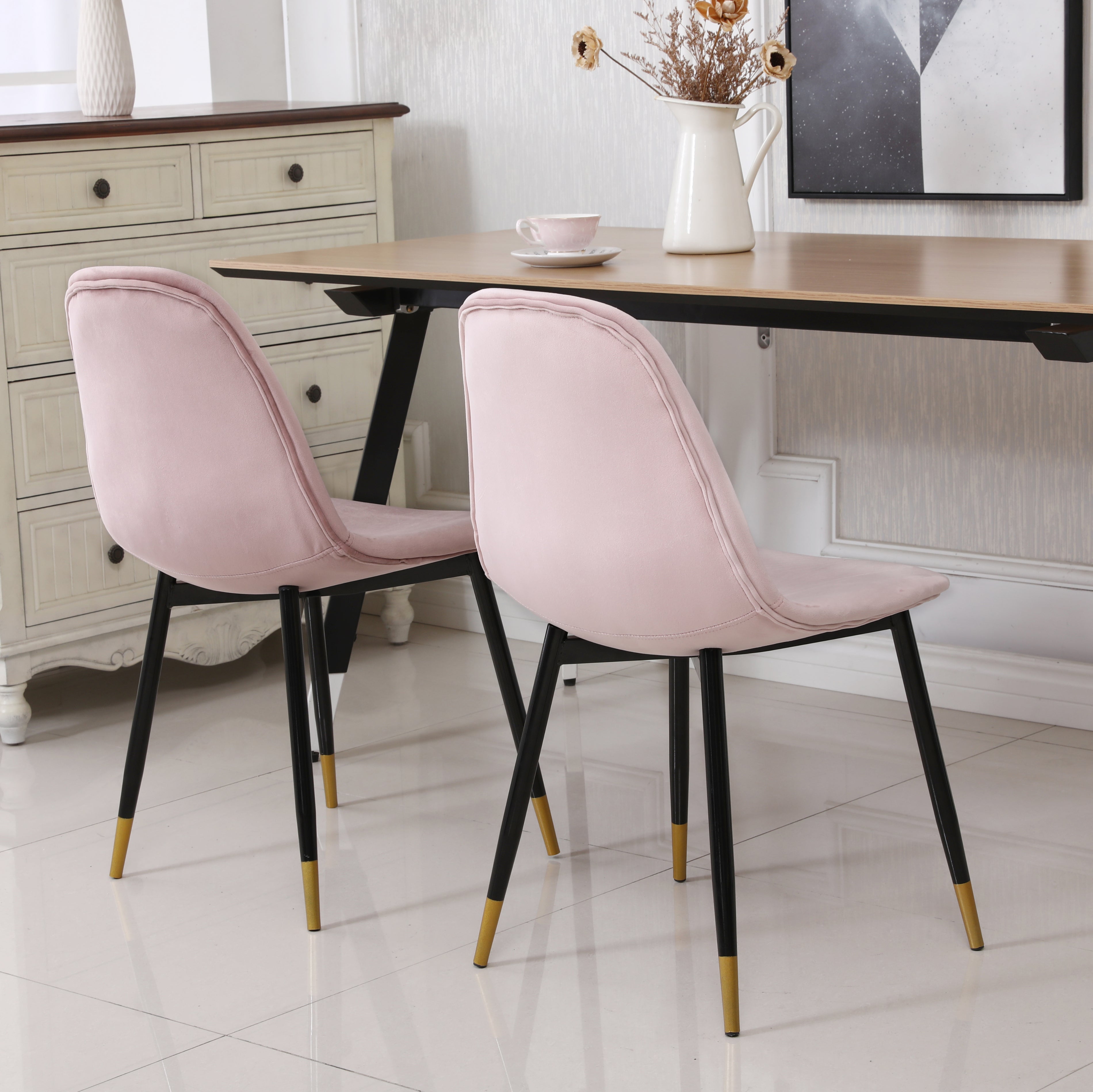 Roundhill Furniture Lassan Contemporary Fabric Dining Chairs, Set of 4 - Modern Upholstered Side Chairs for Kitchen, Dining Room & Office - Comfortable & Stylish Seating Solution