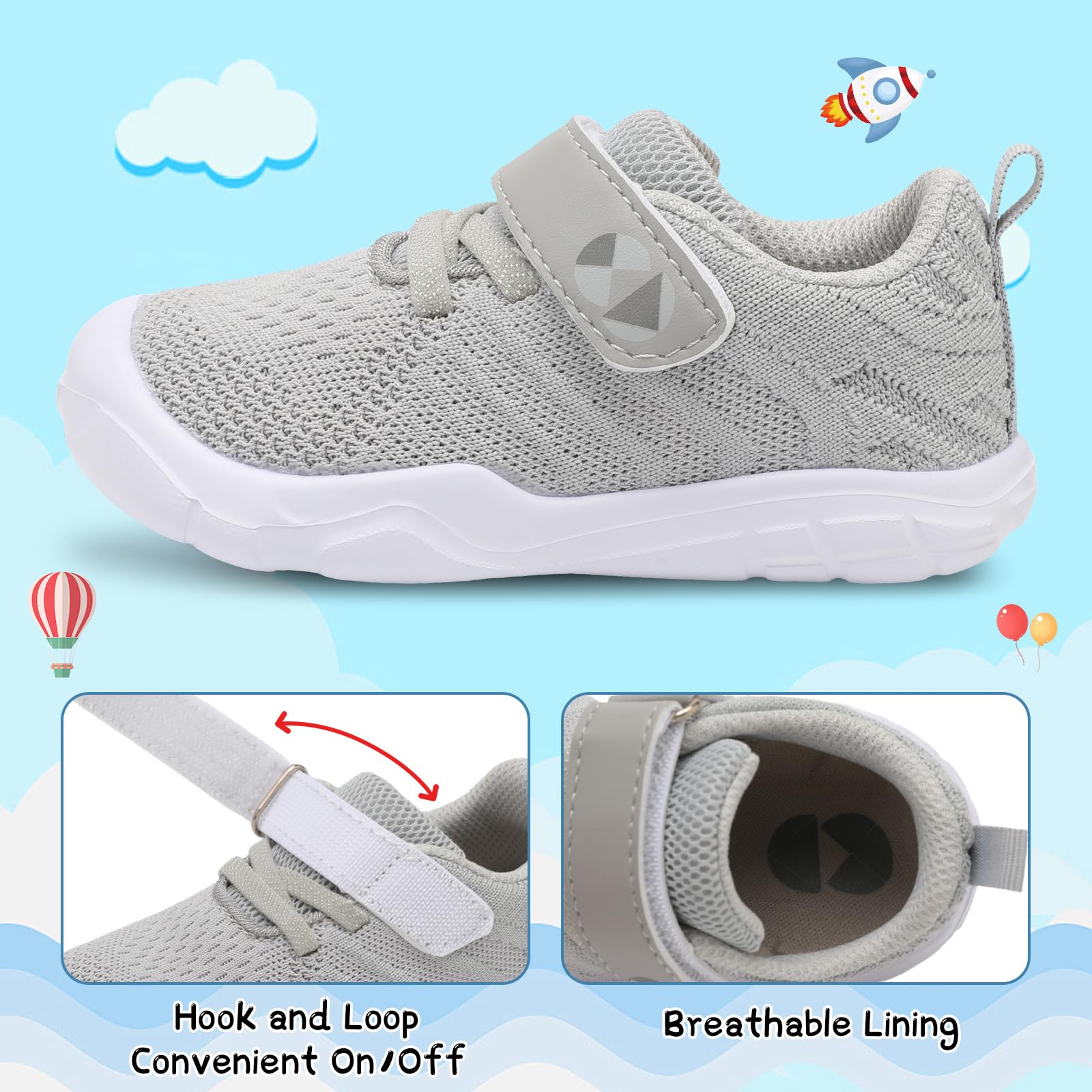 Breathable Kids Sneakers for Toddlers - Lightweight Running Shoes for Boys & Girls - Outdoor & Tennis Play
