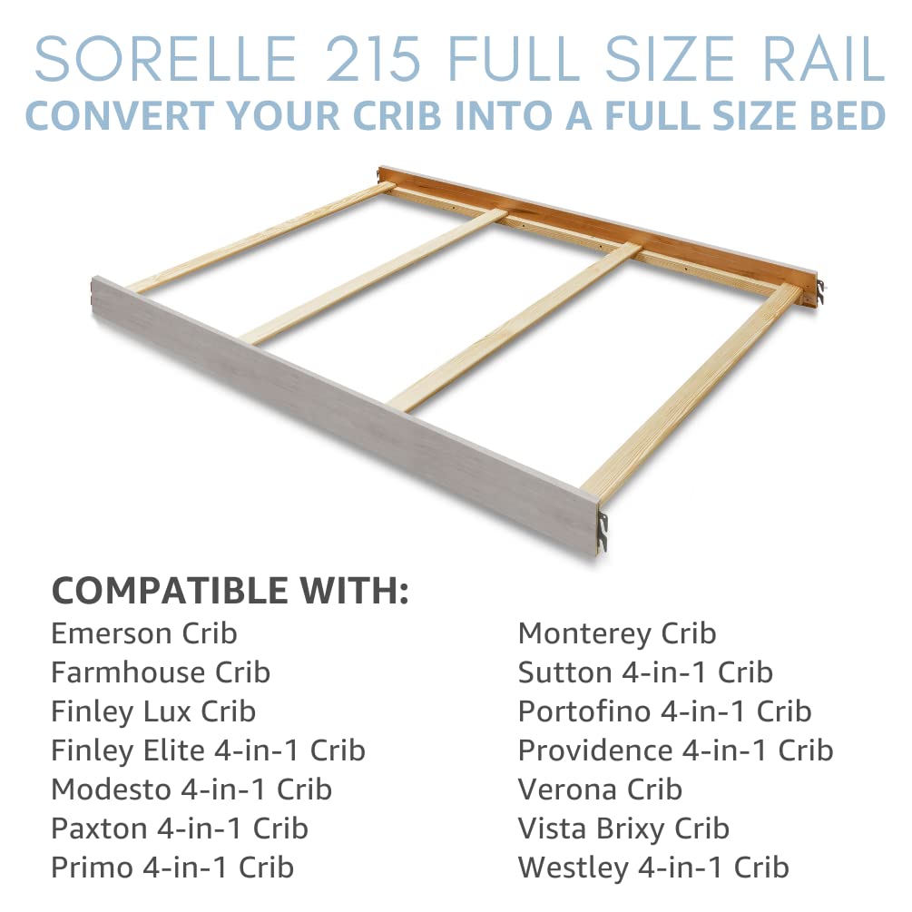 Sorelle Furniture Toddler to Full-Size Bed Conversion Kit with Adult Safety Rails - Solid Wood Crib Transition System in Chocolate Finish (#215) | Perfect for Nursery Upgrade, Child Safety & Space-Saving Bedroom Solutions