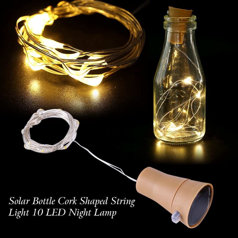 4 Pack Solar Wine Bottle Lights - 10 LED Waterproof Cork String Lights for Wedding, Christmas, Party Decor - Outdoor Solar Powered Garden, Patio, Pathway Lighting (Warm White) - Perfect for Backyard, Deck, Fence & Holiday Decorations