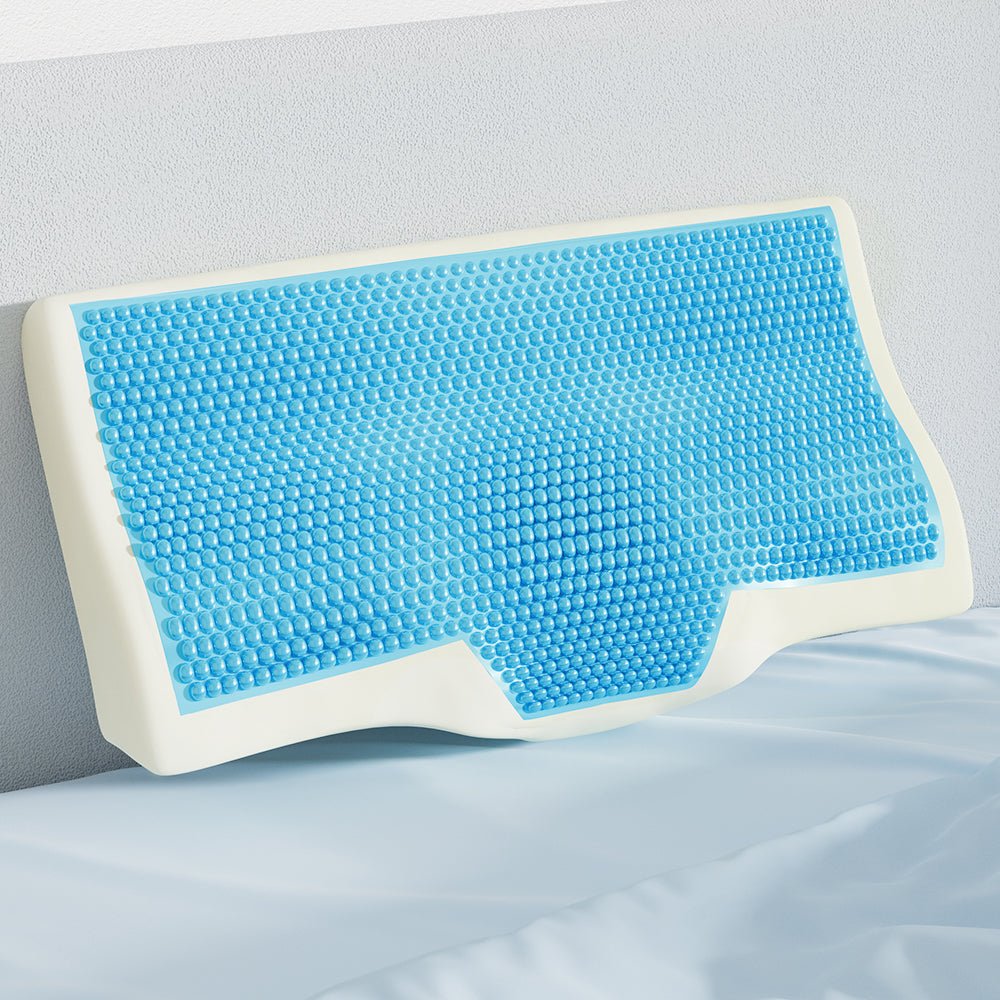Giselle Memory Foam Pillow for Neck Pain Relief - Contour Orthopedic Pillow with Cooling Gel Technology | Perfect for Side, Back & Stomach Sleepers | Home, Office & Travel Use