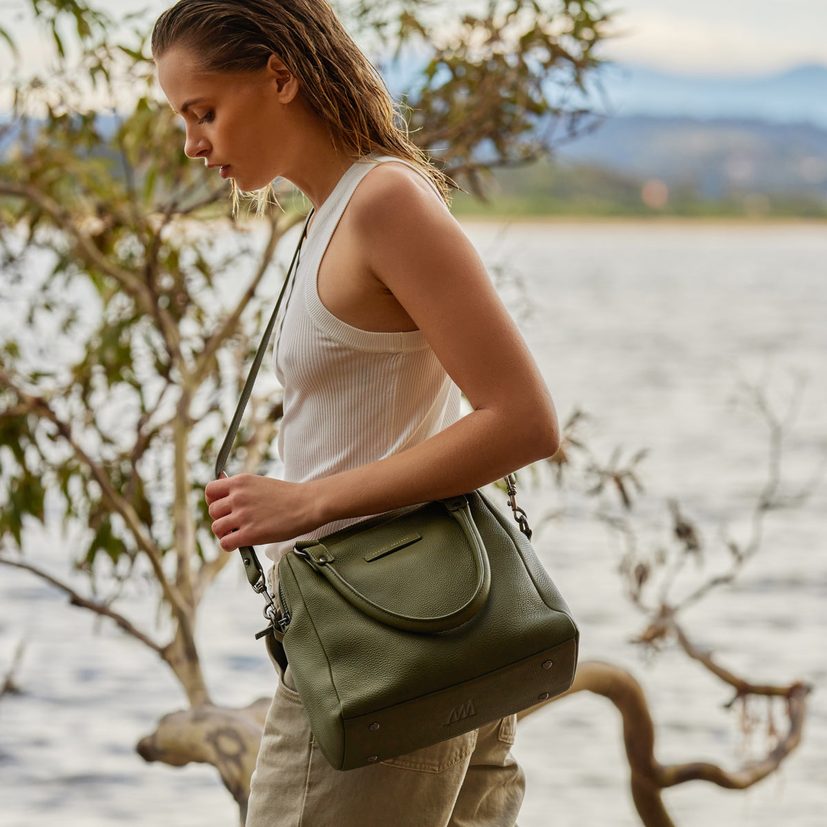 Last Mountains Backpack - Durable Khaki Hiking & Travel Bag for Outdoor Adventures, Camping & Daily Commute