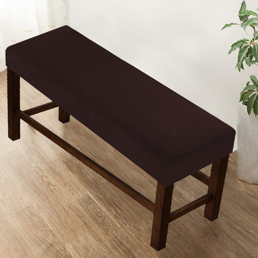 Stretch Jacquard Dining Room Bench Slipcover - Removable, Washable & Anti-Slip Seat Protector - Fits Most Benches for Living Room, Bedroom & Kitchen - Perfect for Home Decor & Furniture Protection (Brown)