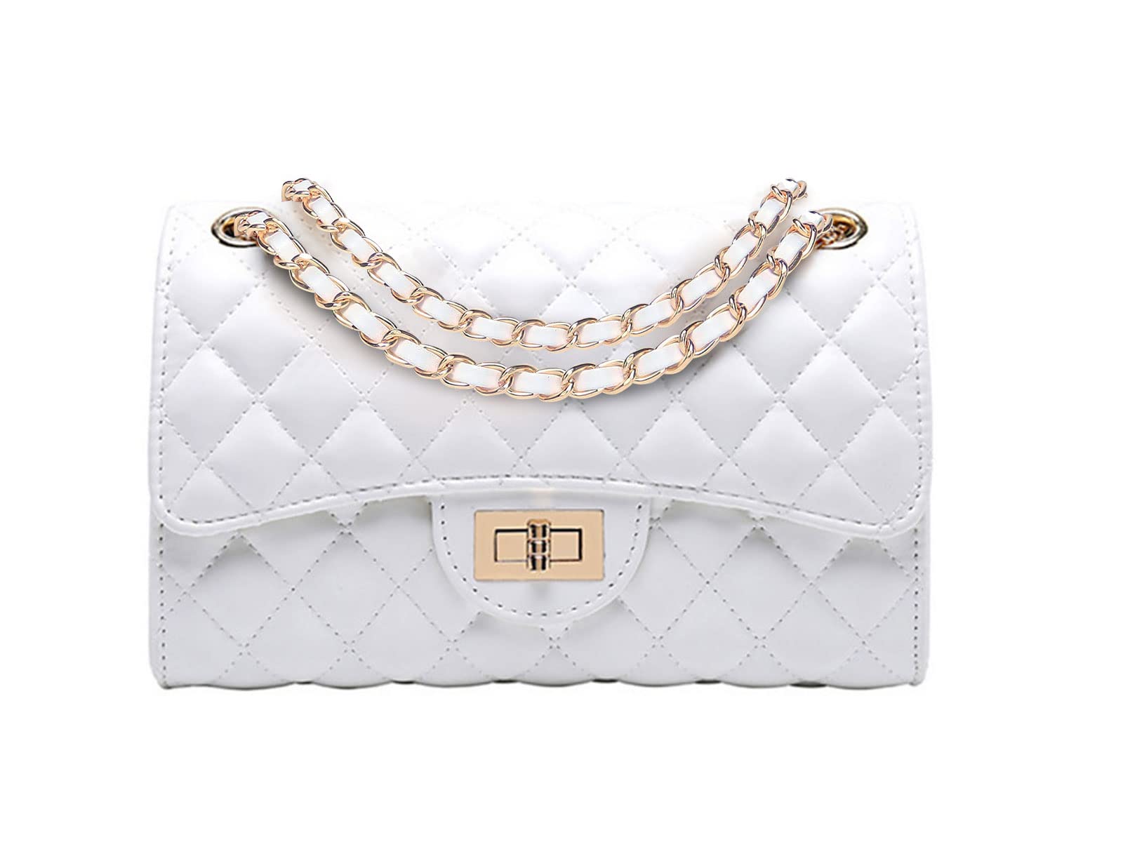 Women's Black Faux Leather Quilted Crossbody Bag with Chain Strap - Stylish Shoulder Purse & Clutch for Work, Travel & Evening Out
