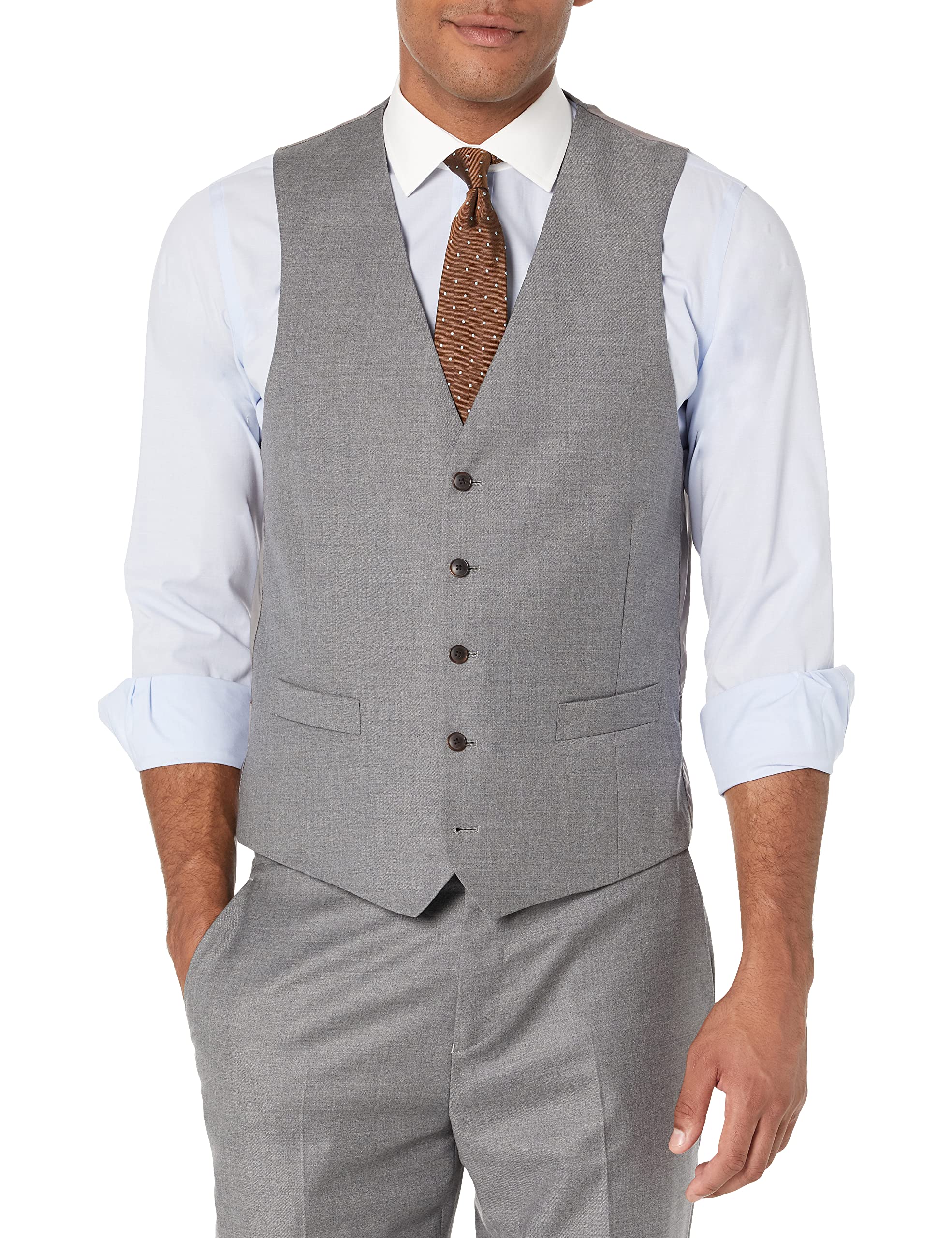 BUTTONED DOWN Men's Tailored Fit Super 110 Italian Wool Suit Vest for Business, Weddings & Formal Events | Premium Slim Fit Waistcoat for Professional & Special Occasions