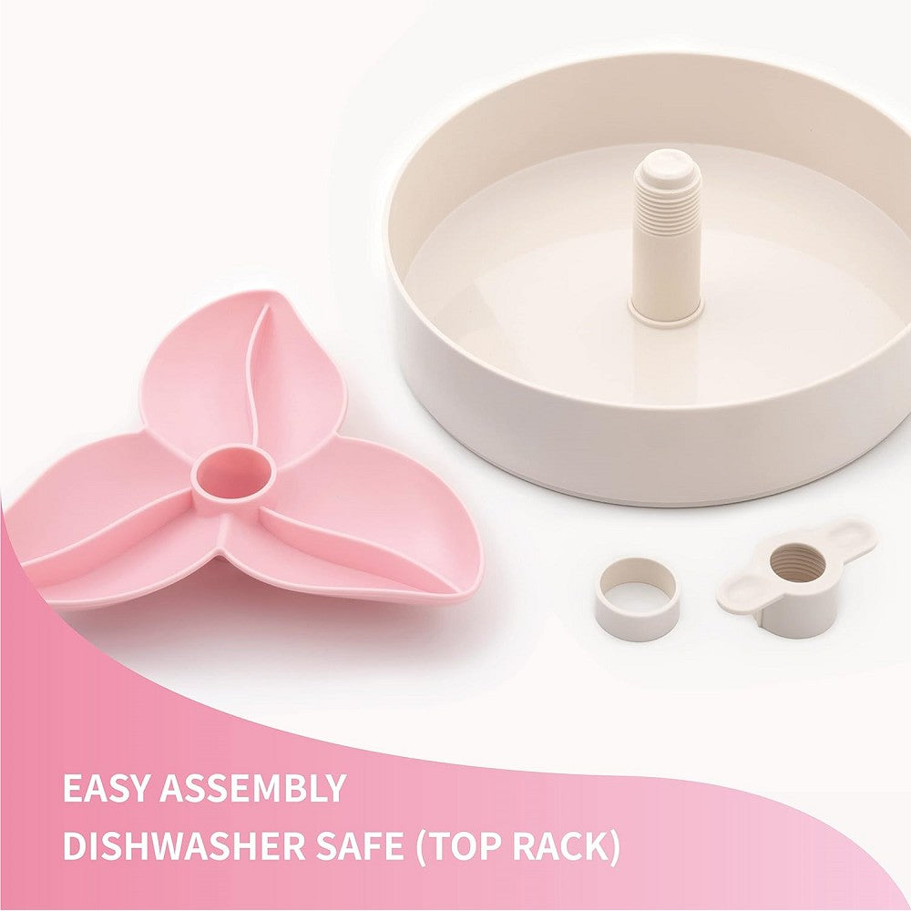 Spin Interactive Feeder Bougainvillea Slow Feed Dog Bowl - Fun Mealtime Puzzle for Small & Large Dogs - Perfect for Fast Eaters, Digestion Aid, and Mental Stimulation During Feeding Time