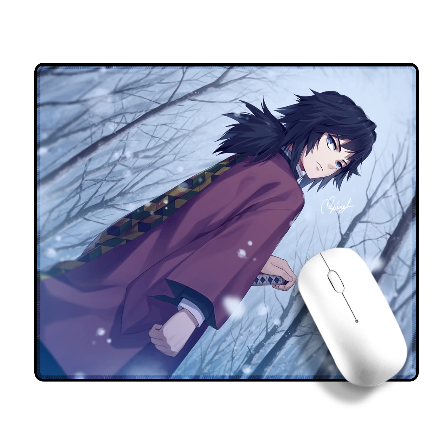 Demon Slayer Anime Mouse Pad - Non-Slip Rubber Gaming Mousepad with Nezuko & Shinobu Design for Laptop & Computer (Giyuu Tomioka) - Perfect for Office, Gaming & Anime Fans
