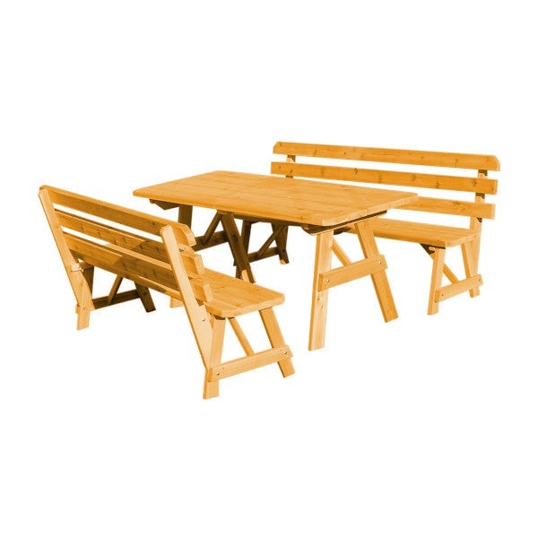 Premium Western Red Cedar Picnic Table with 2 Comfortable Backed Benches - Outdoor Dining Set for Patio, Garden, Park & Backyard BBQs
