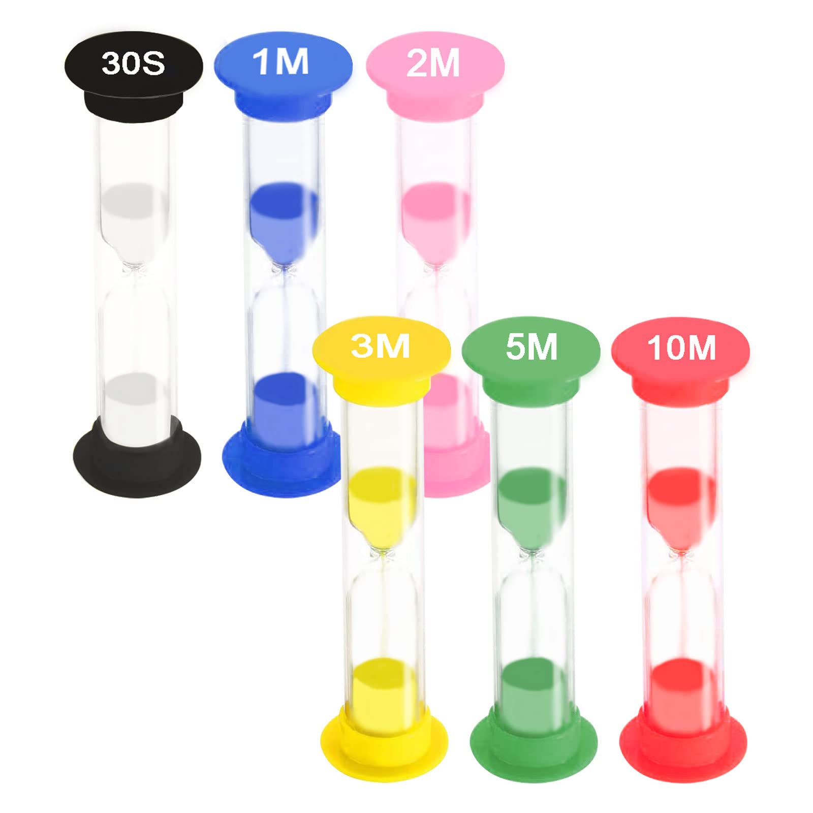 Swity Home Plastic Sand Timer for Kids - 6 Pack (Multiple Types A) - Perfect for Classroom, Cooking, Tooth Brushing, Games & Exercise - Fun Learning & Time Management Tool