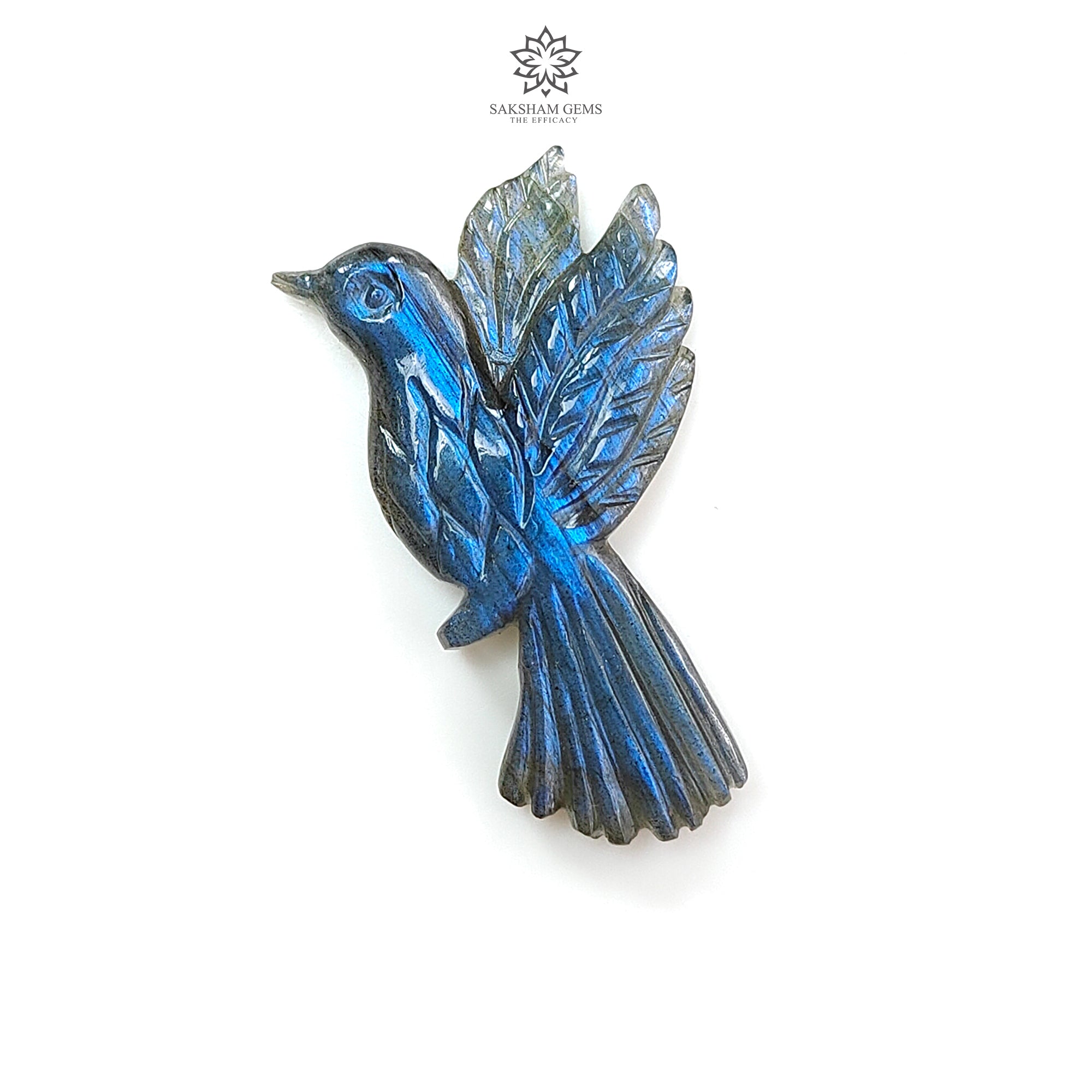 17.60cts Natural Blue Labradorite Gemstone Hand Carved Bird - Untreated Unheated Labradorite Jewelry Making Stone (33x20mm) - Perfect for Pendants, Rings & Spiritual Healing Jewelry