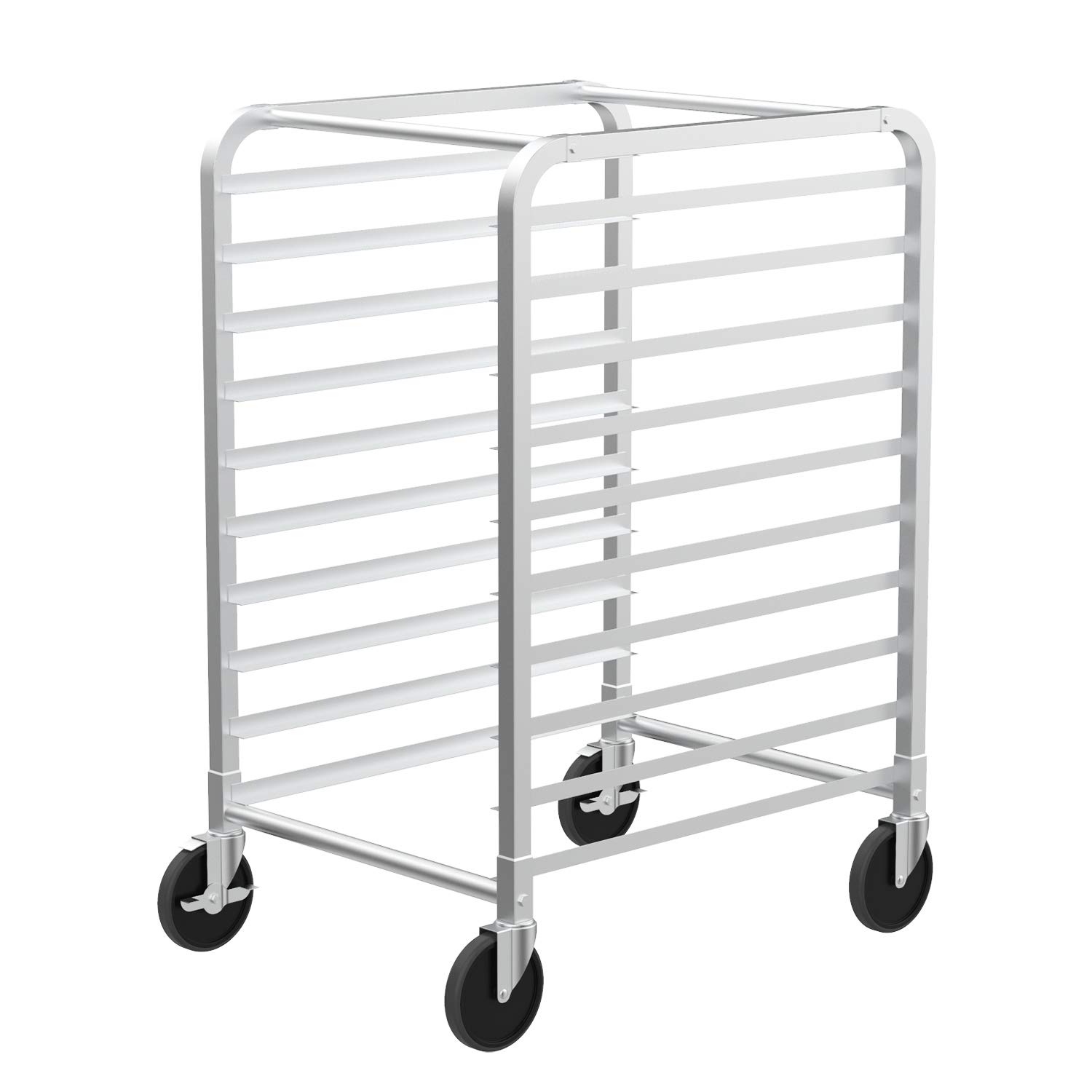 ROVSUN 10-Tier Commercial Stainless Steel Baking Sheet Rack with Brake Wheels - Heavy Duty Bun Pan Organizer, Bread Tray Cart for Bakery, Restaurant & Kitchen Storage - Ideal for Pastry Display, Buffet Serving & Food Prep Areas