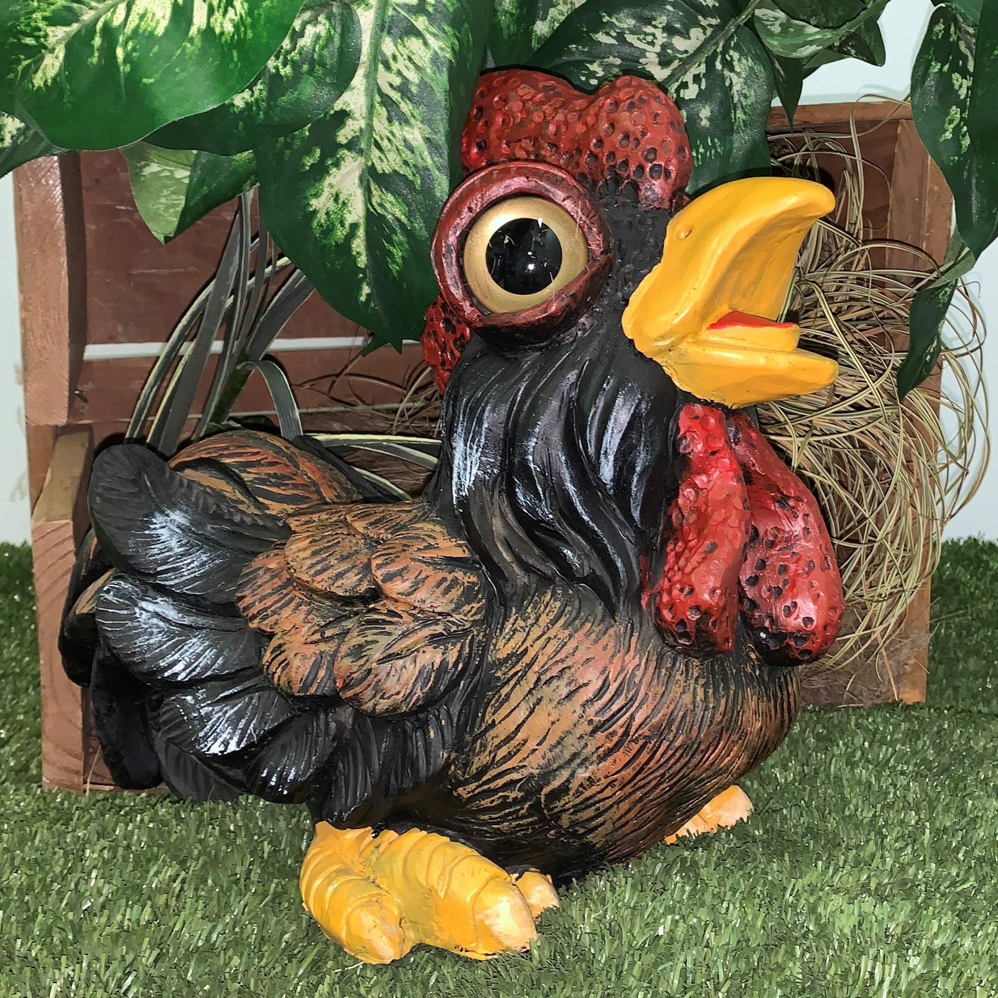 Rooster Lucky & Jr. Whimsical Animal Statue for Home & Garden Decor - Perfect for Outdoor Patio, Lawn Ornament, and Farmhouse Style Decoration