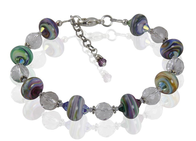 Art Chaos Crystal Lampwork Bracelet - Handmade Bohemian Beaded Jewelry for Women | Perfect for Boho Fashion, Festivals & Gift Giving
