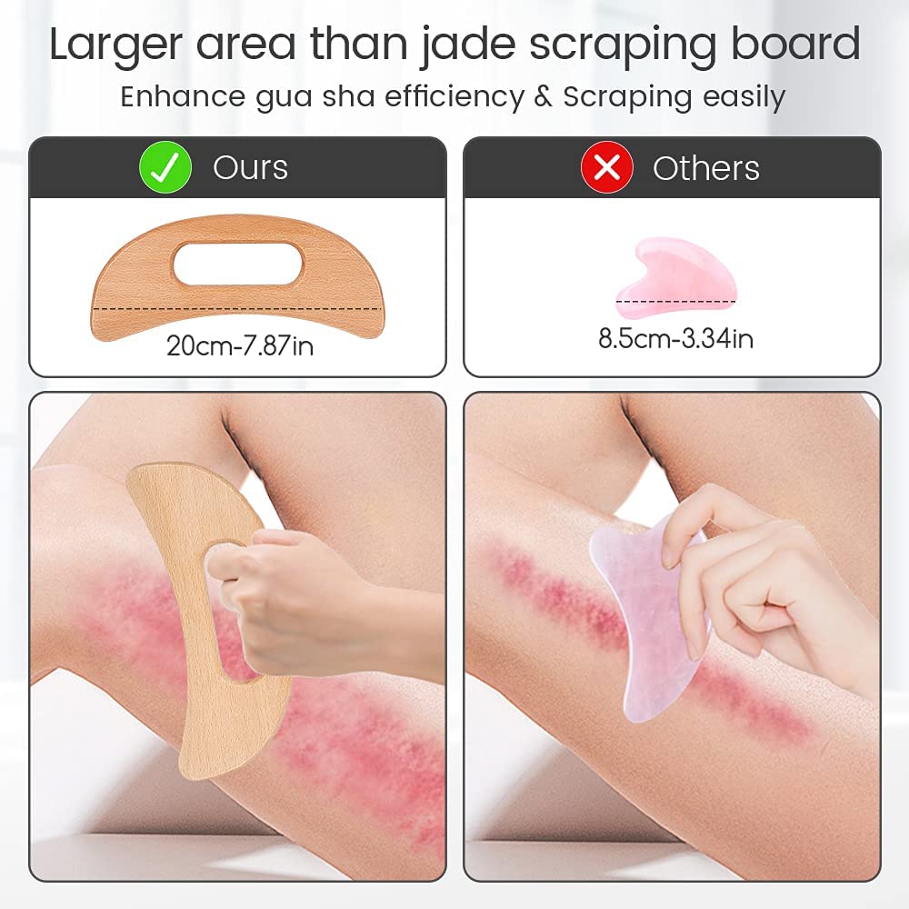 Scienlodic Gua Sha Massage Tool - Wooden Lymphatic Drainage Body Scraper for Anti-Cellulite & Muscle Relief | Perfect for Neck, Back Pain & Body Shaping | Home Spa & Self-Care Essential