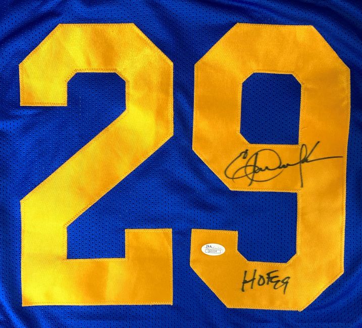 Eric Dickerson Los Angeles Rams Signed Blue Football Jersey - HOF 99 JSA Certified - Perfect for NFL Memorabilia Collectors & Sports Fans Display